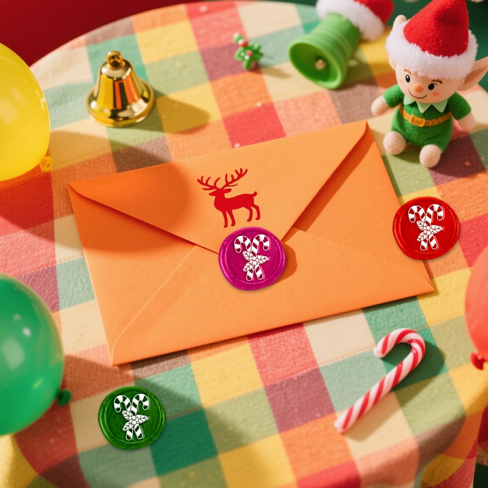 Christmas Cane Wax Sealing Stamp with Brass Head and Wooden Handle