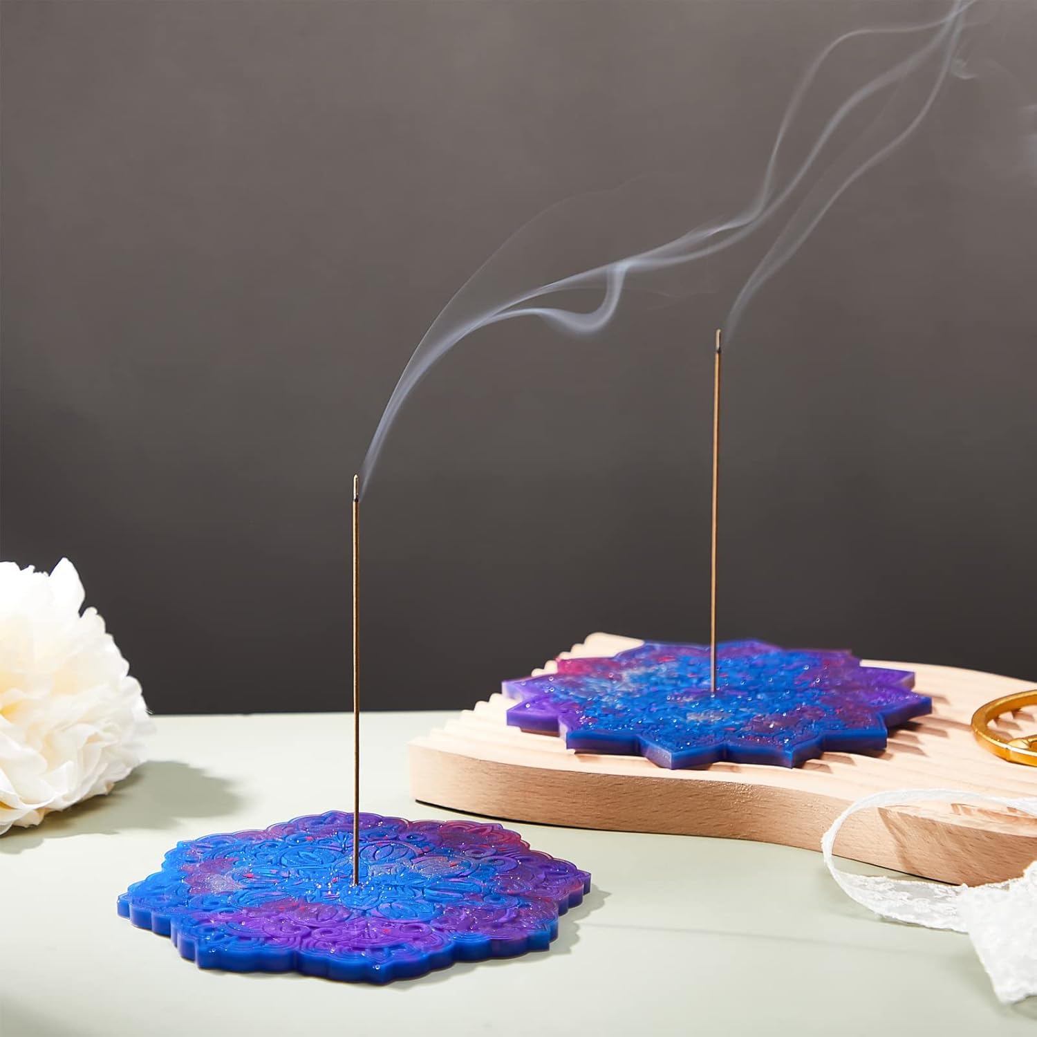 Cunhill 5pcs Mandala Incense Holder Resin Molds