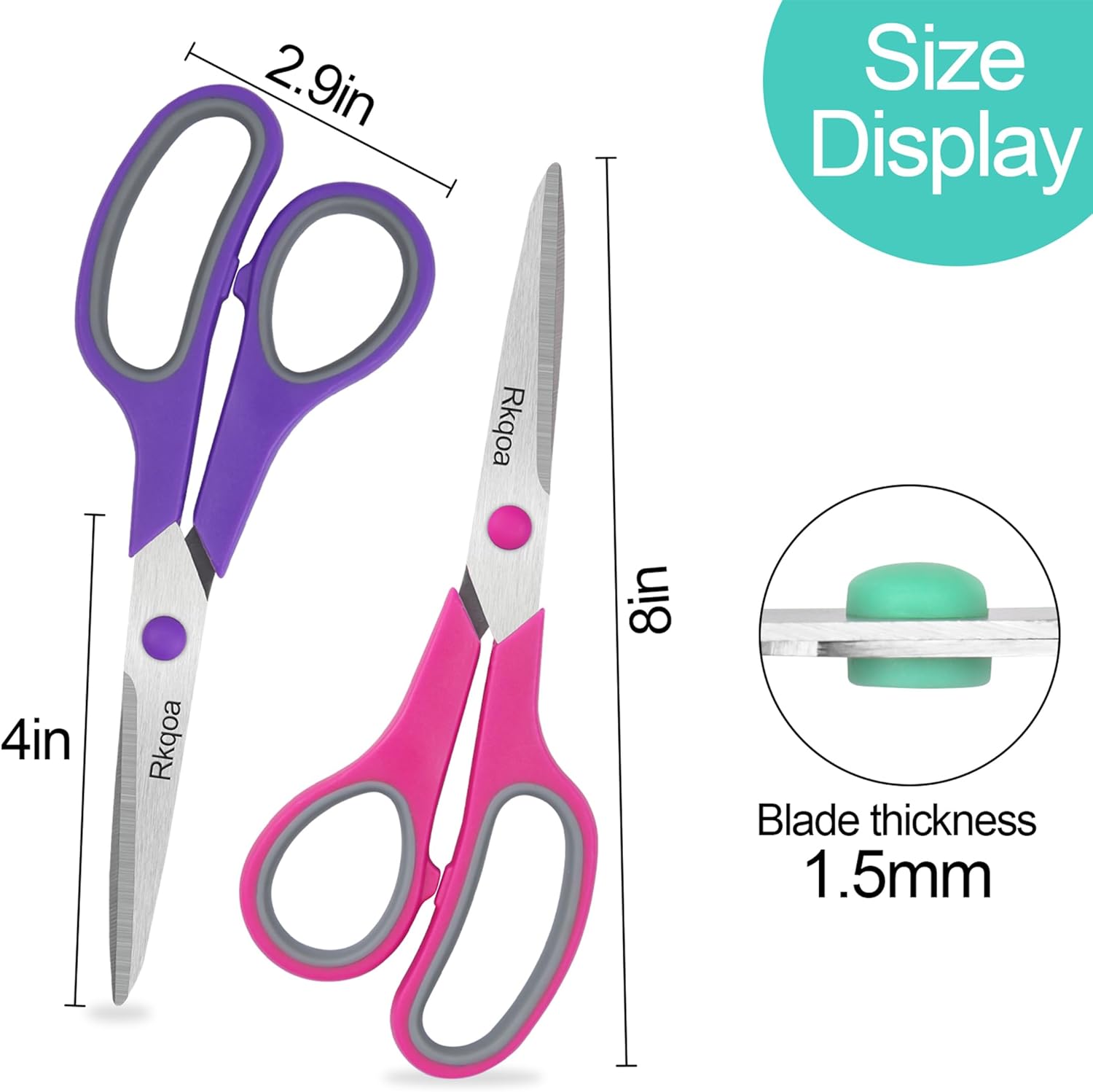 Almarto Black 6 Scissors Pack - 8 Inch All Purpose Scissors Set