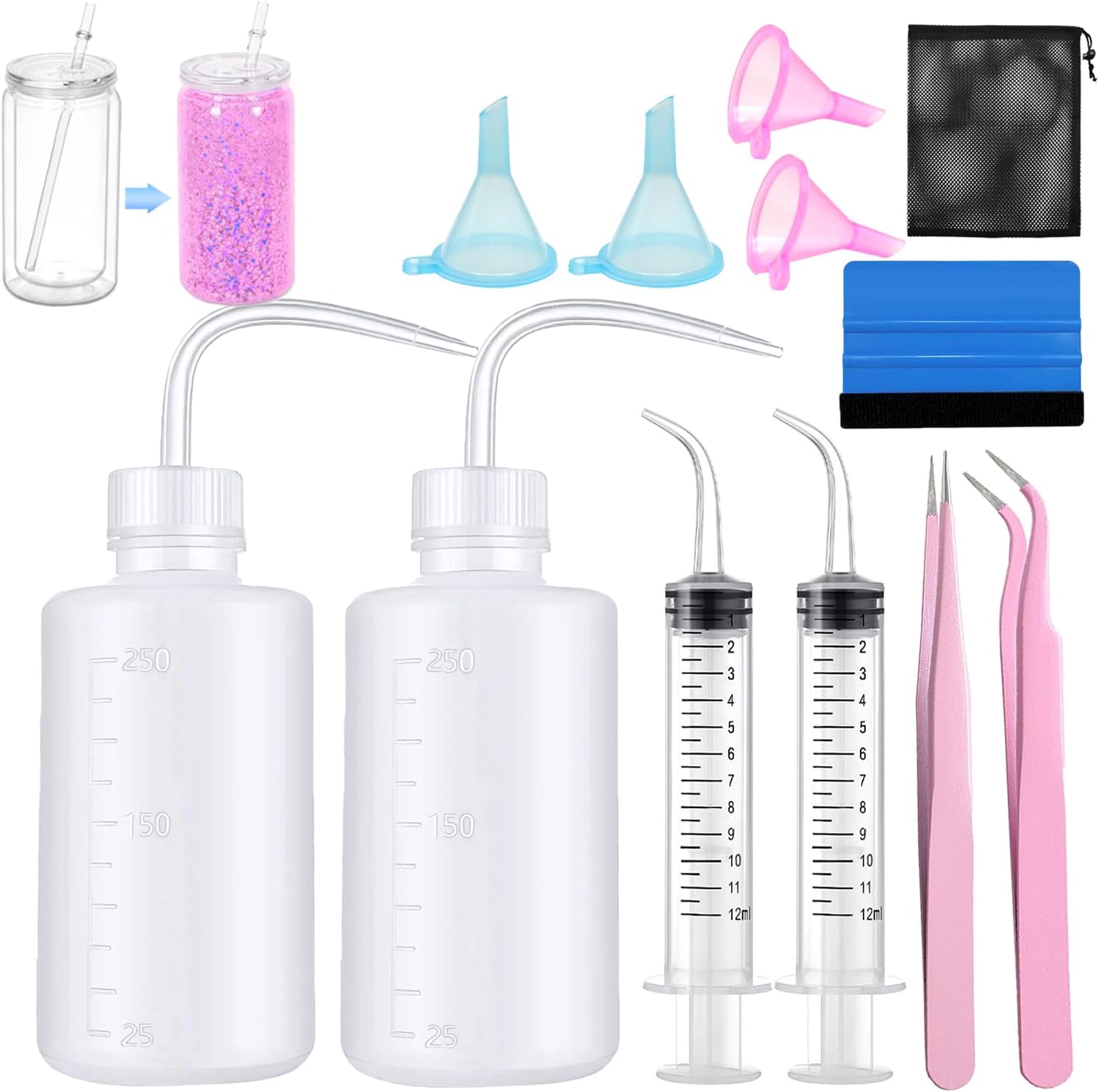 12 Piece Snow Globe Tumbler Making Kit for DIY Glitter Snow Globes