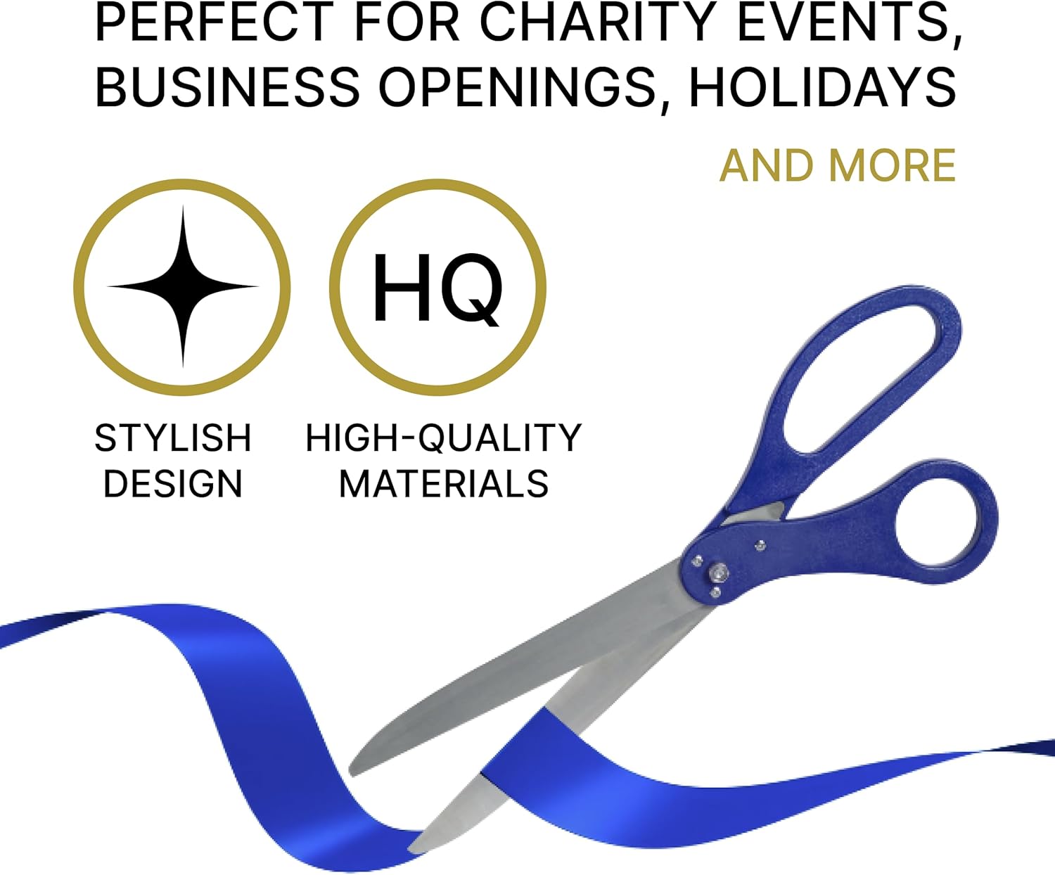 Large Grand Opening Ceremony Kit - 25 Inch Blue Scissors With Ribbon