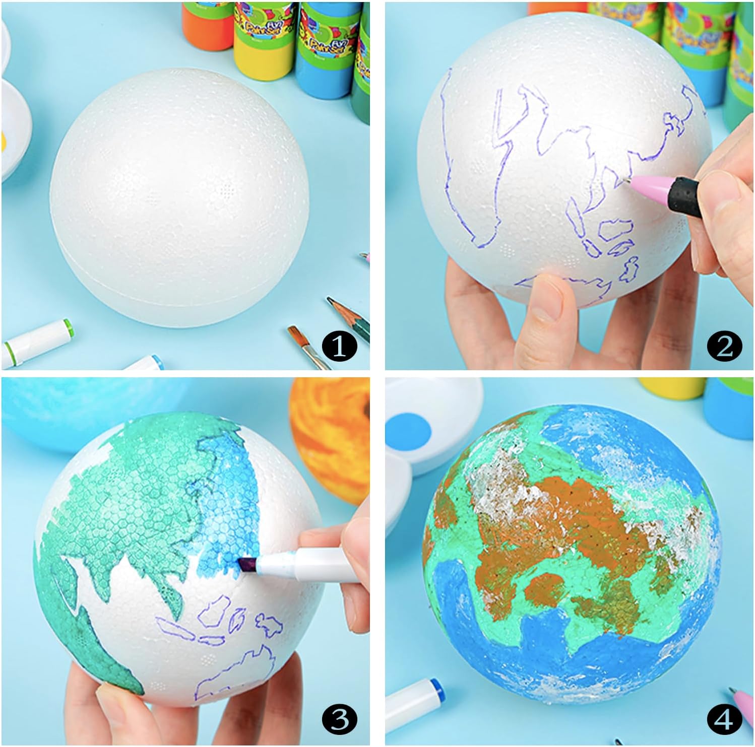12 Pack 4-Inch Foam Balls for Crafts and DIY Projects