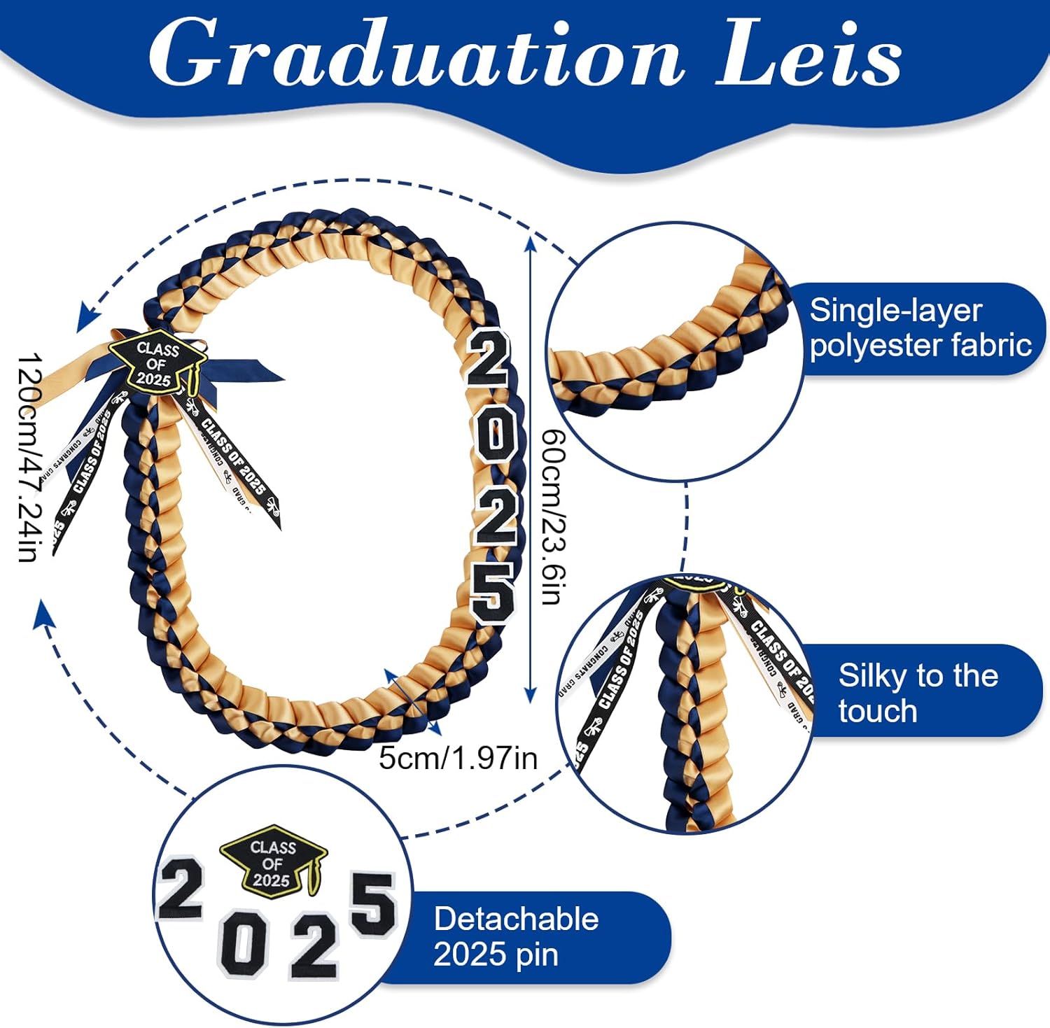 2025 Graduation Honor Ribbon Lei Braided Necklace