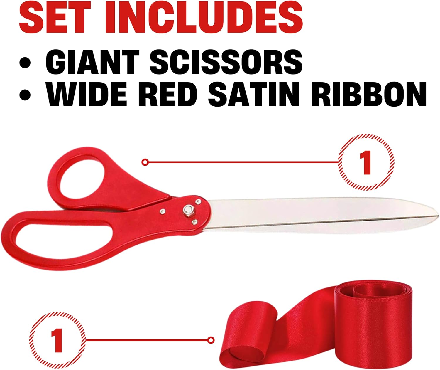Grand Opening Ribbon Cutting Kit with 25 Scissors and Red Ribbon
