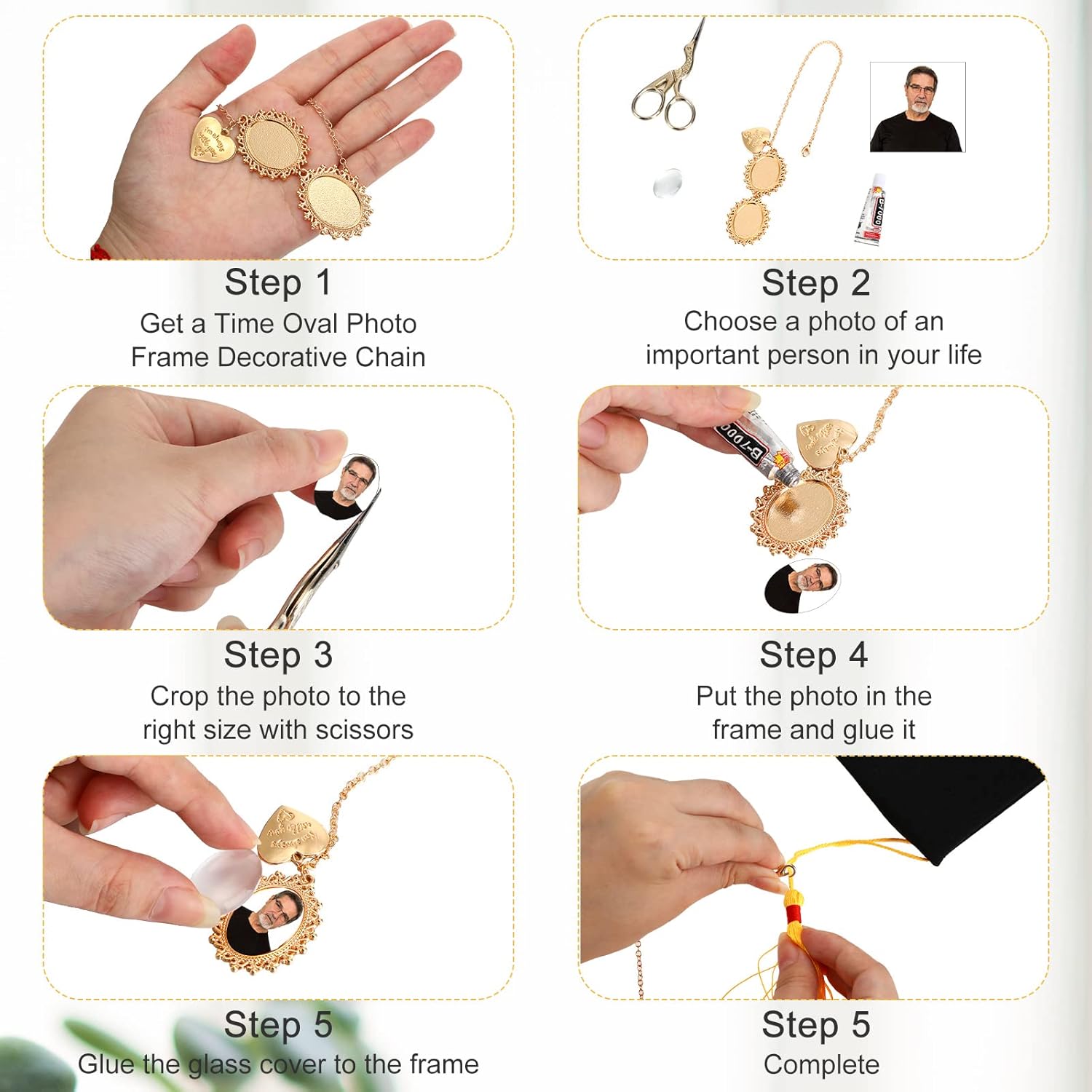 Sureio Memory Photo Charm Graduation Tassel 2 Piece