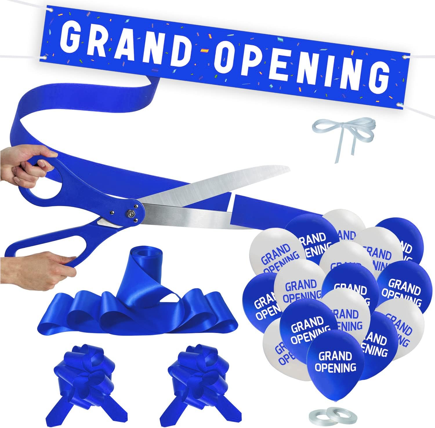 Grand Opening Blue Ribbon Cutting Kit with Decorations