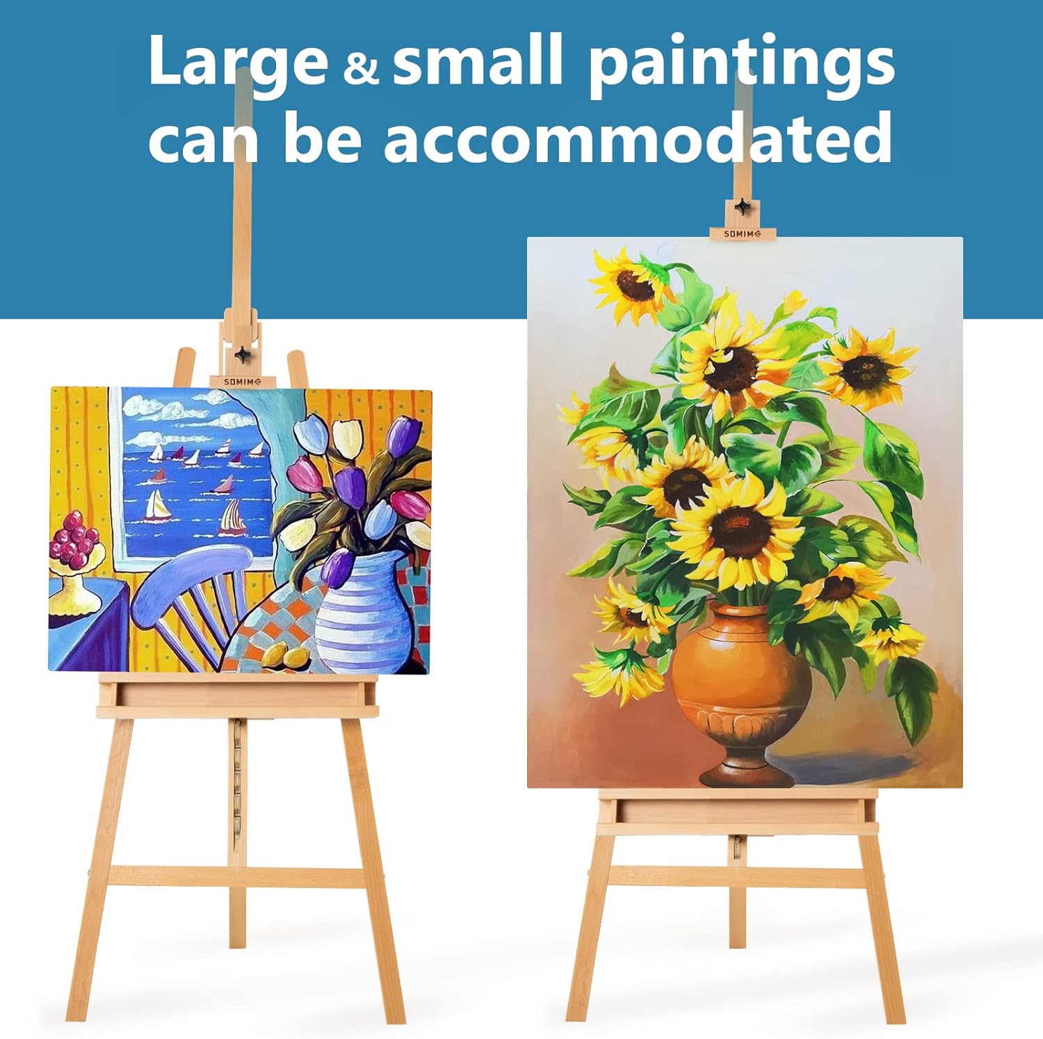 Somime Large A-Frame Studio Easel with Brush Storage