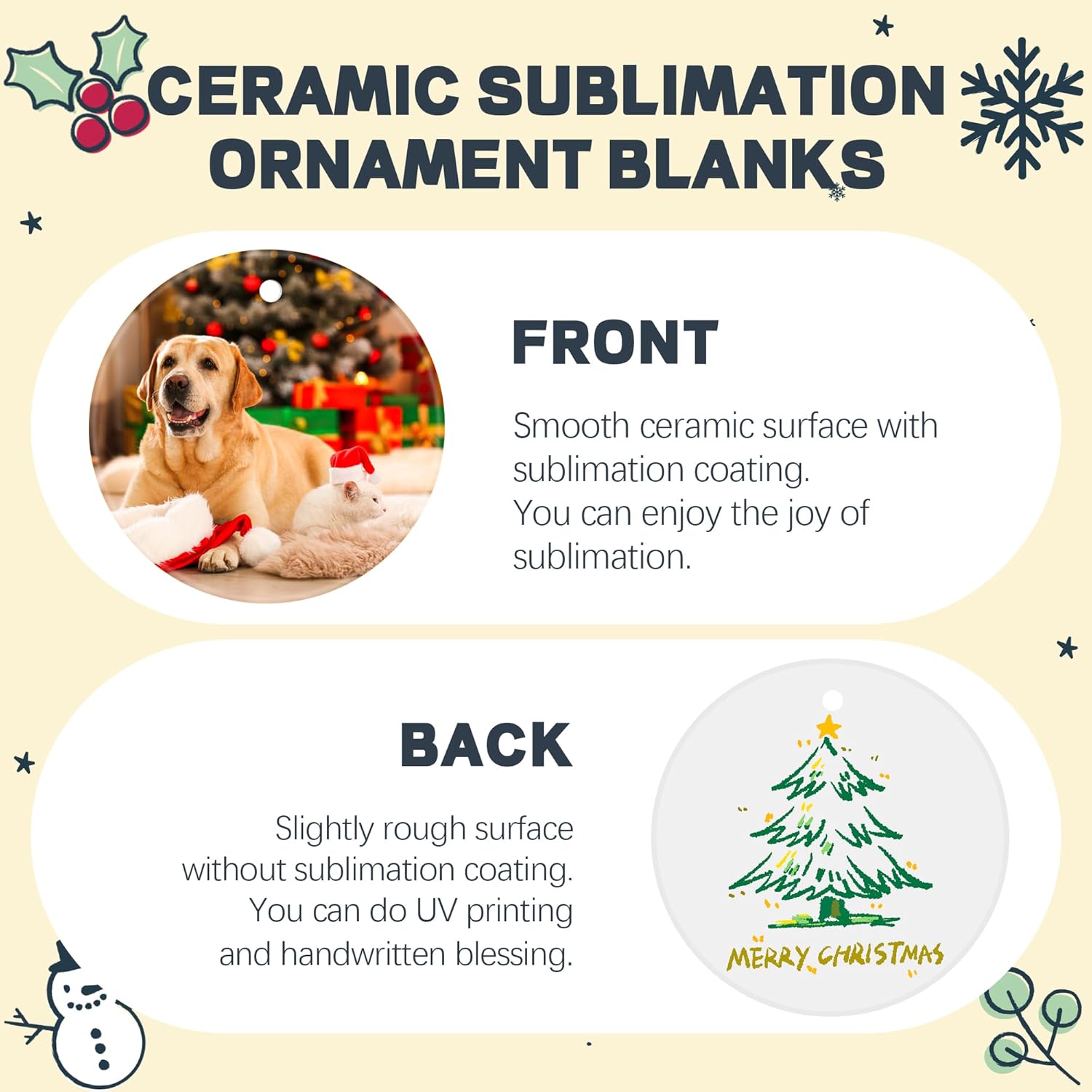 Joyclub 12PCS 3 Sublimation Ornament Blanks