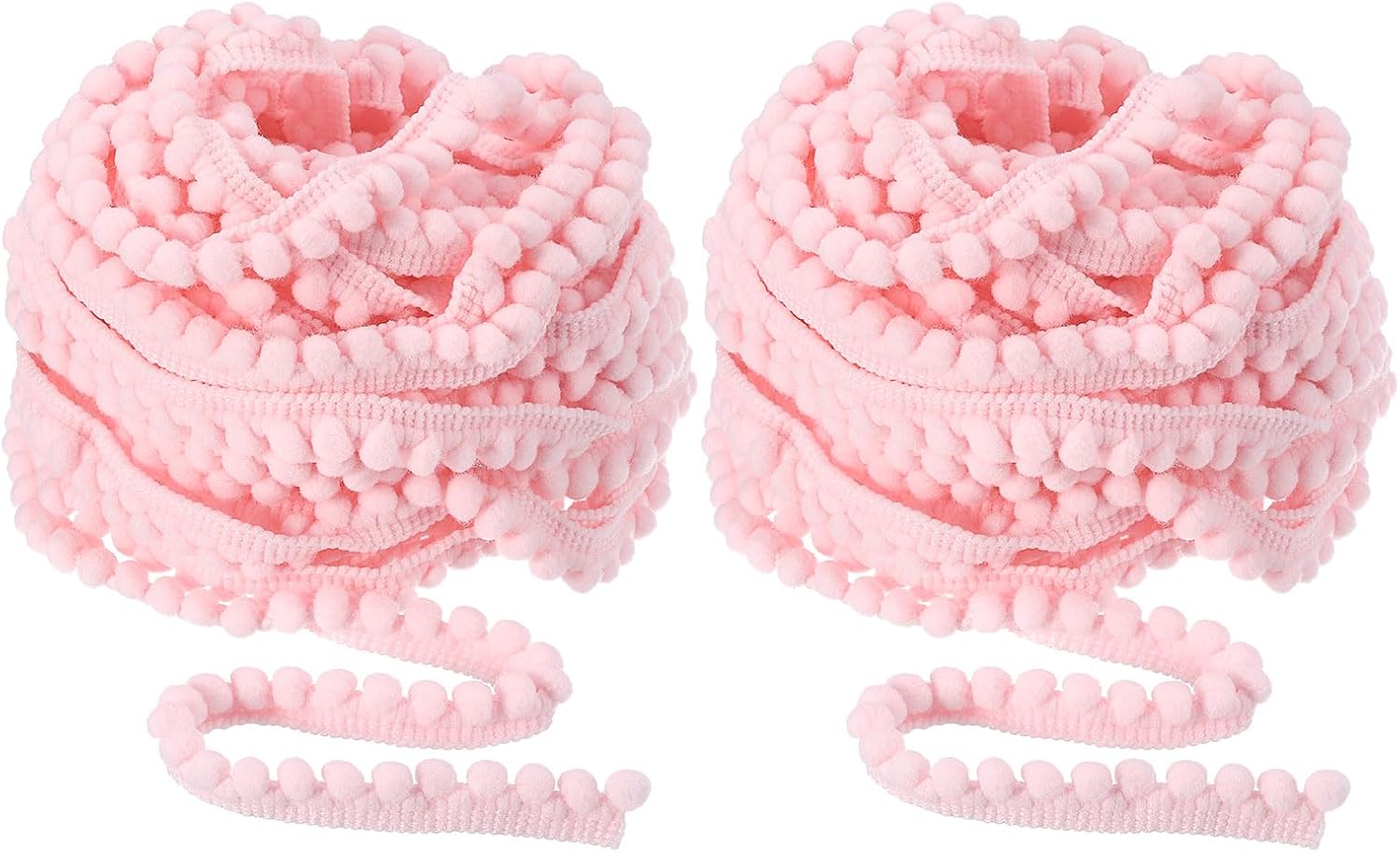 Uxcell 2Pcs 10 Yards Pom Pom Fringe Trim 5mm Pink