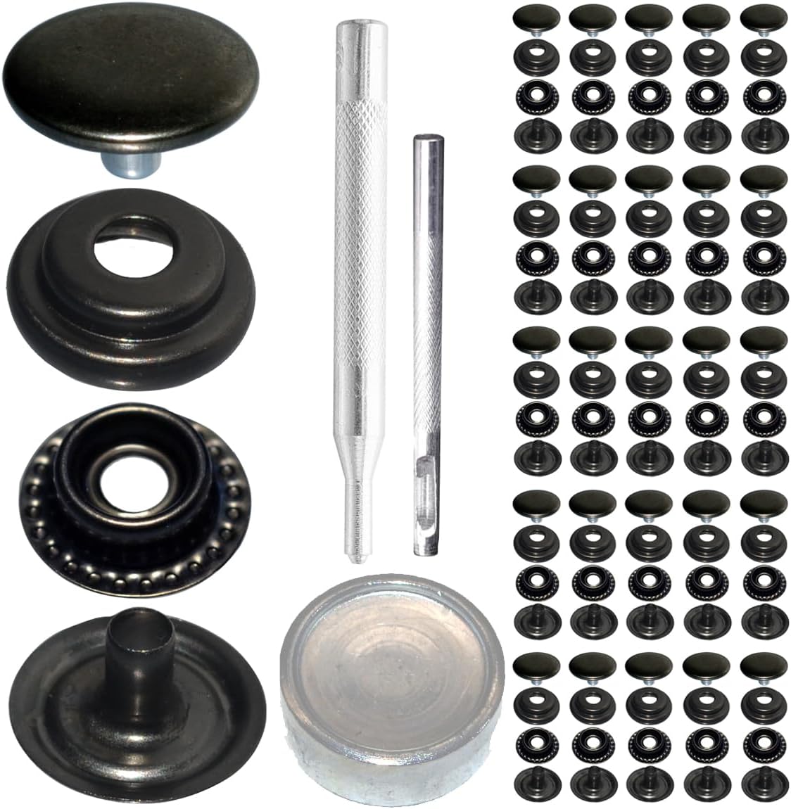 25 Sets 125mm Stainless Steel Snap Fasteners with Tools Kit