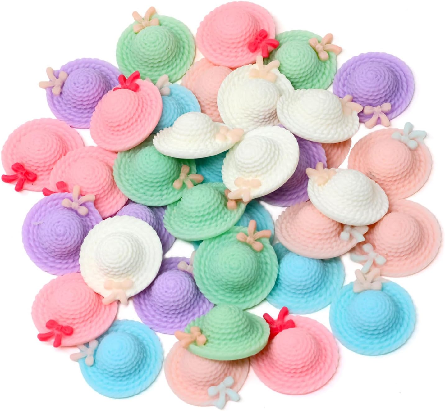 Honbay 36PCS Cartoon Slime Charms Mini Straw Hat Flatback Resin Cabochons