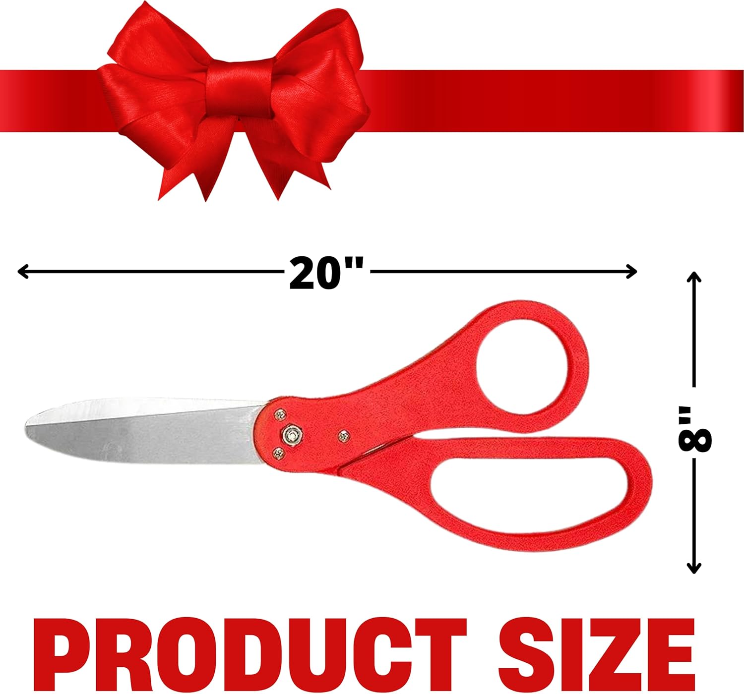 Red Ribbon Cutting Ceremony Kit with 20 Inch Giant Scissors