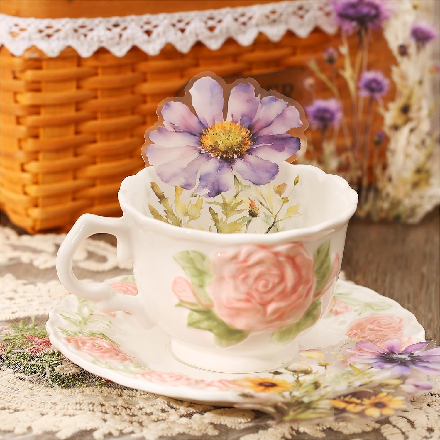 Knaid 120 Pieces Watercolor Flower Stickers Set