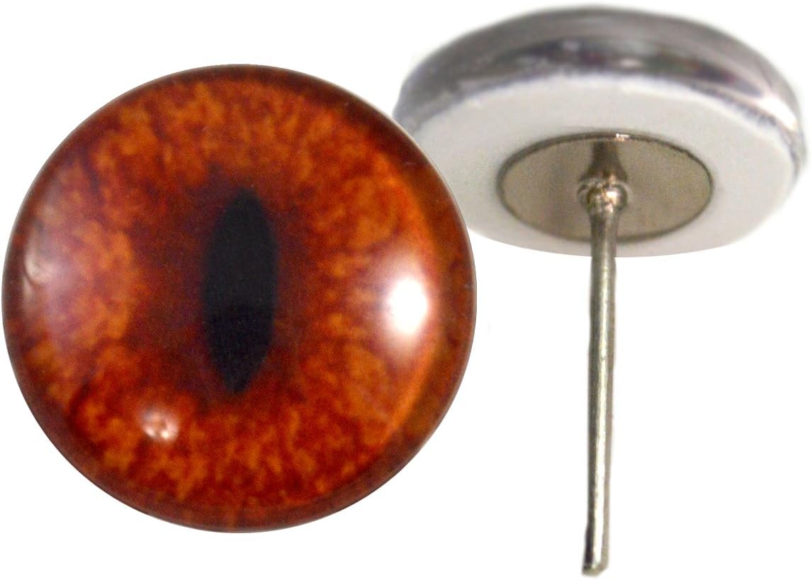 Red Fox Glass Eyes On Wire Pin Posts for Doll Making