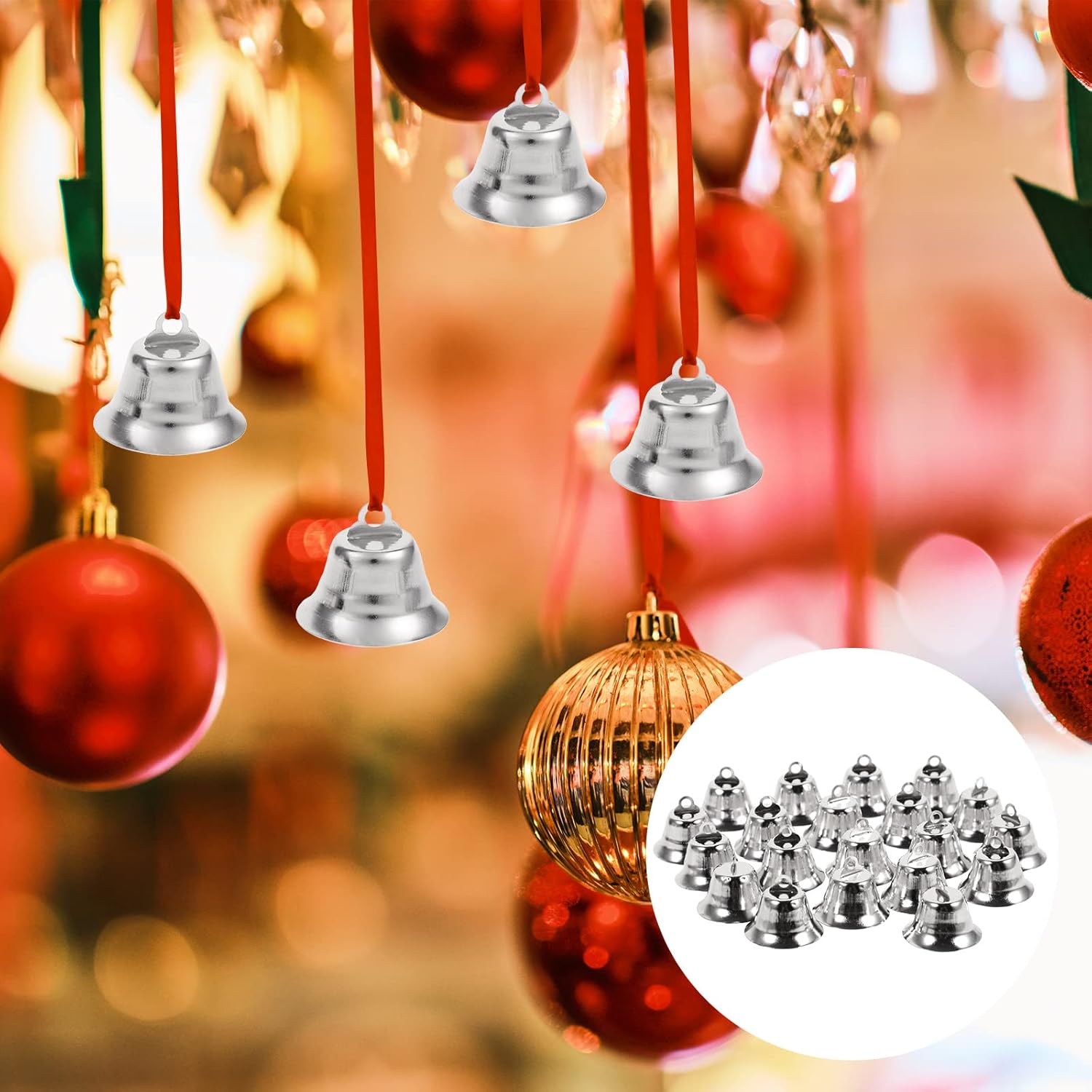 SUPVOX Craft Bells 20pcs Mini Silver Wind Chimes