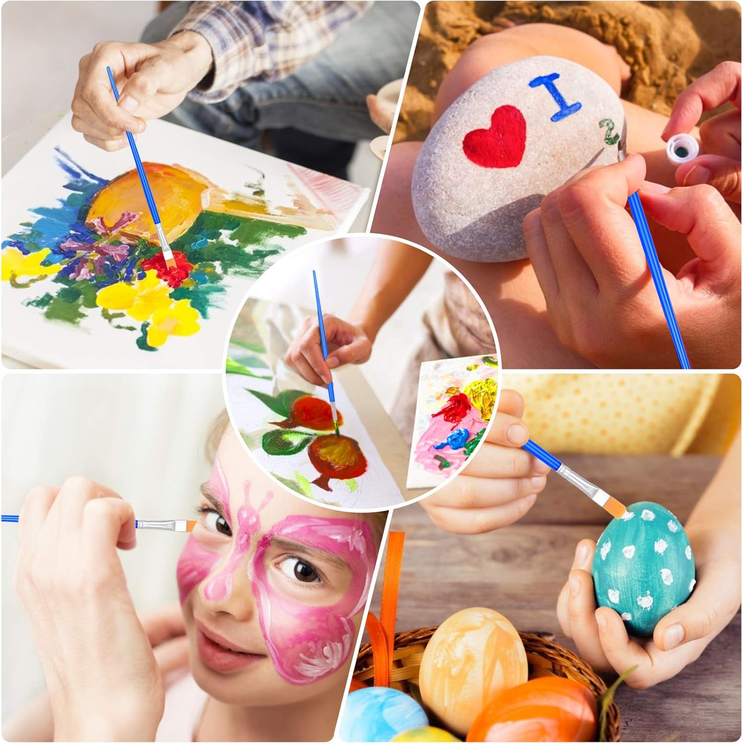 100 Pcs Small Paint Brushes Set for Kids and Crafts