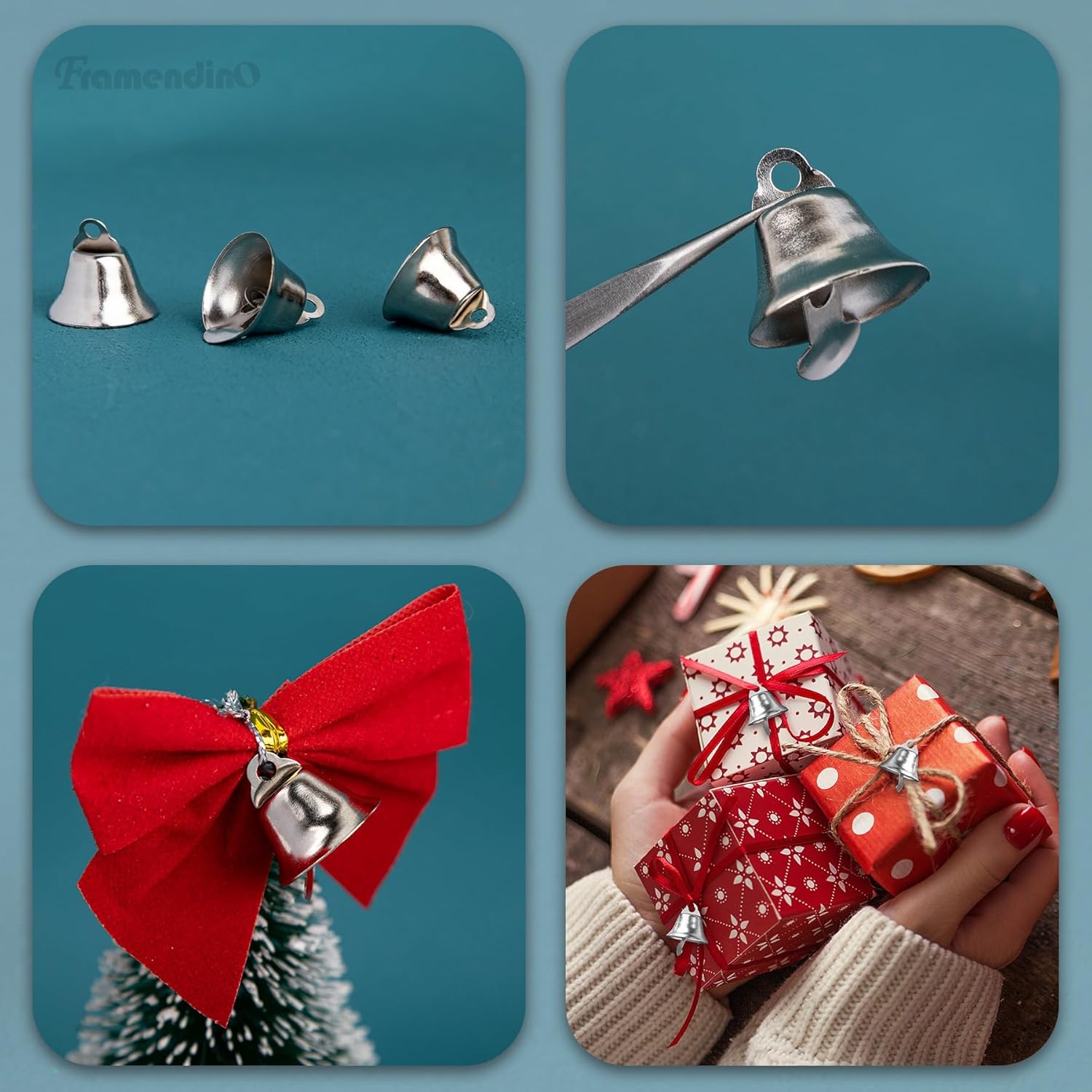 Framendino 200 Pack Silver Mini Jingle Bells