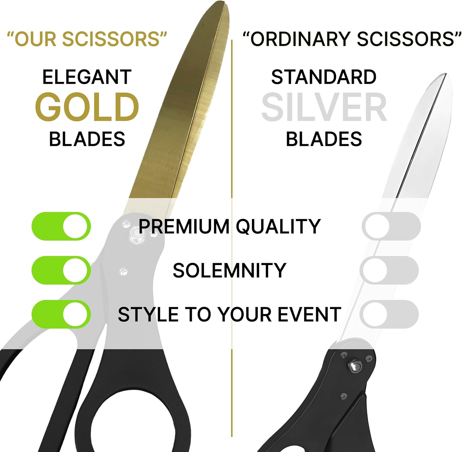 25 Inch Black Scissors with Red Ribbon for Ribbon Cutting Ceremony