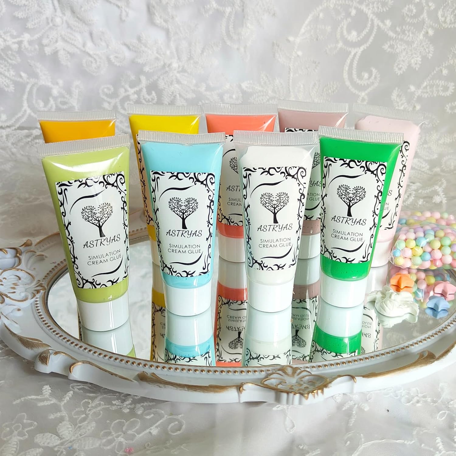 ASTRYAS 9PCS Art Glue Cream DIY Phone Case Kit
