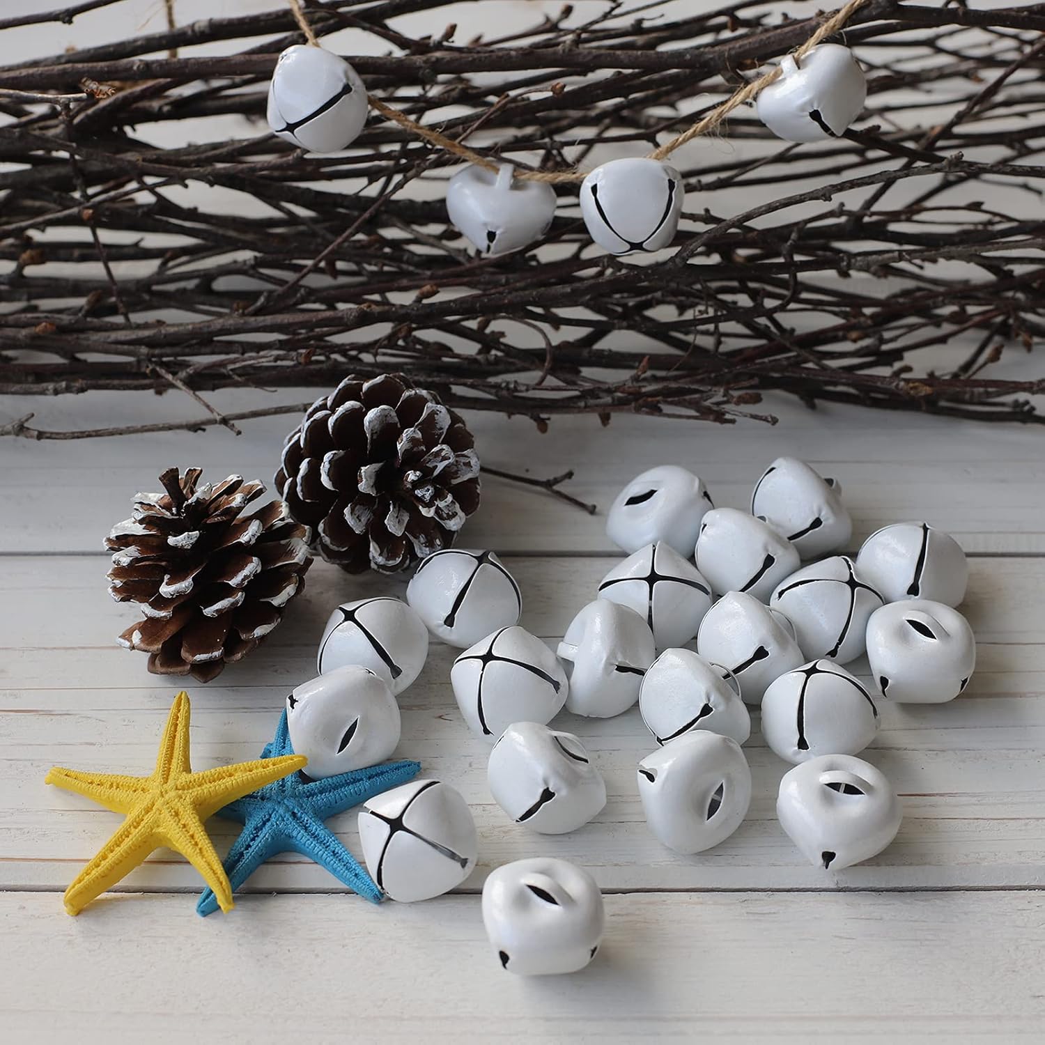 Country Primitive Craft Jingle Bells 24PCS White 1 Inch
