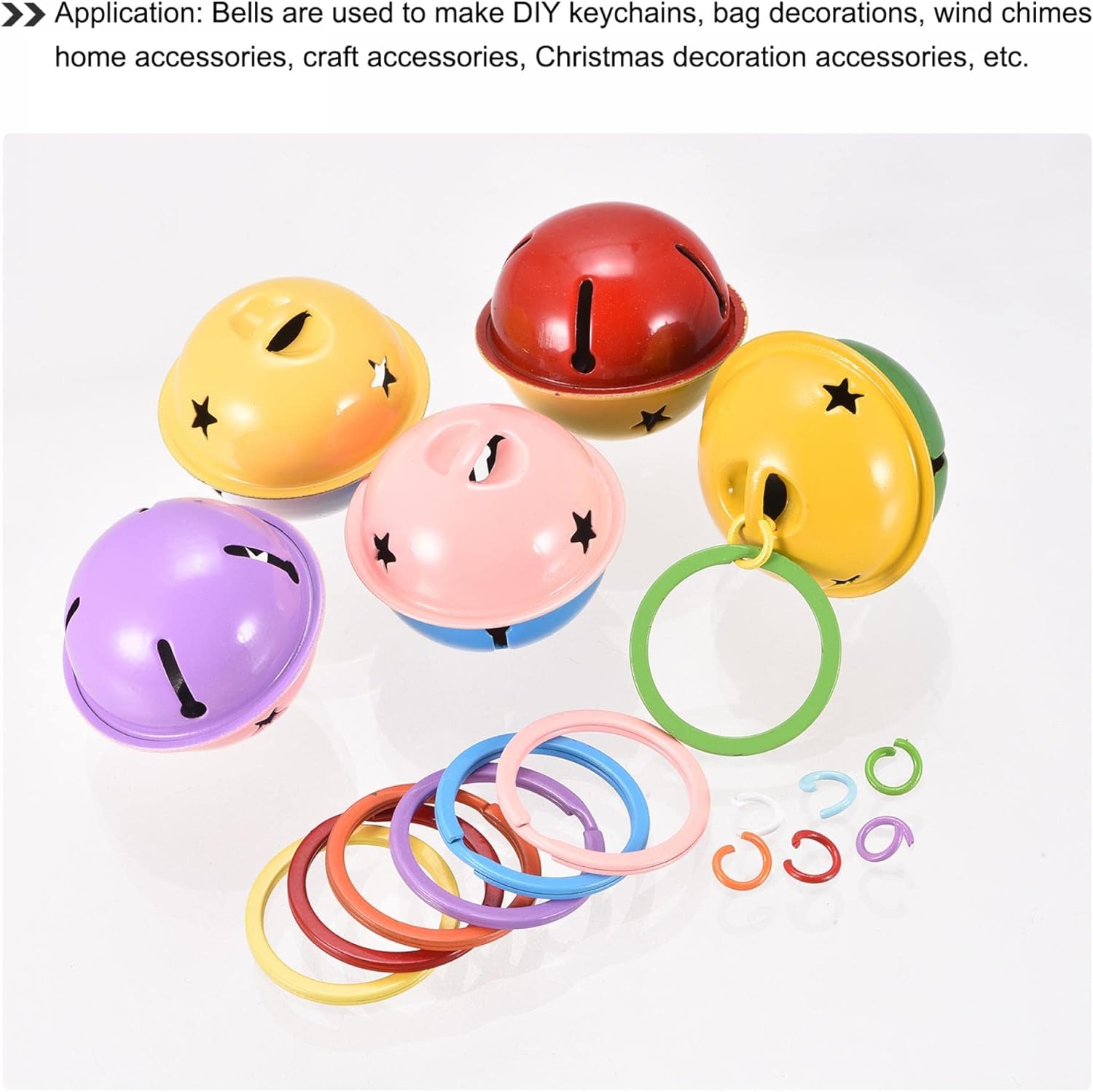 uxcell Jingle Bells 5pcs Purple Blue 40mm