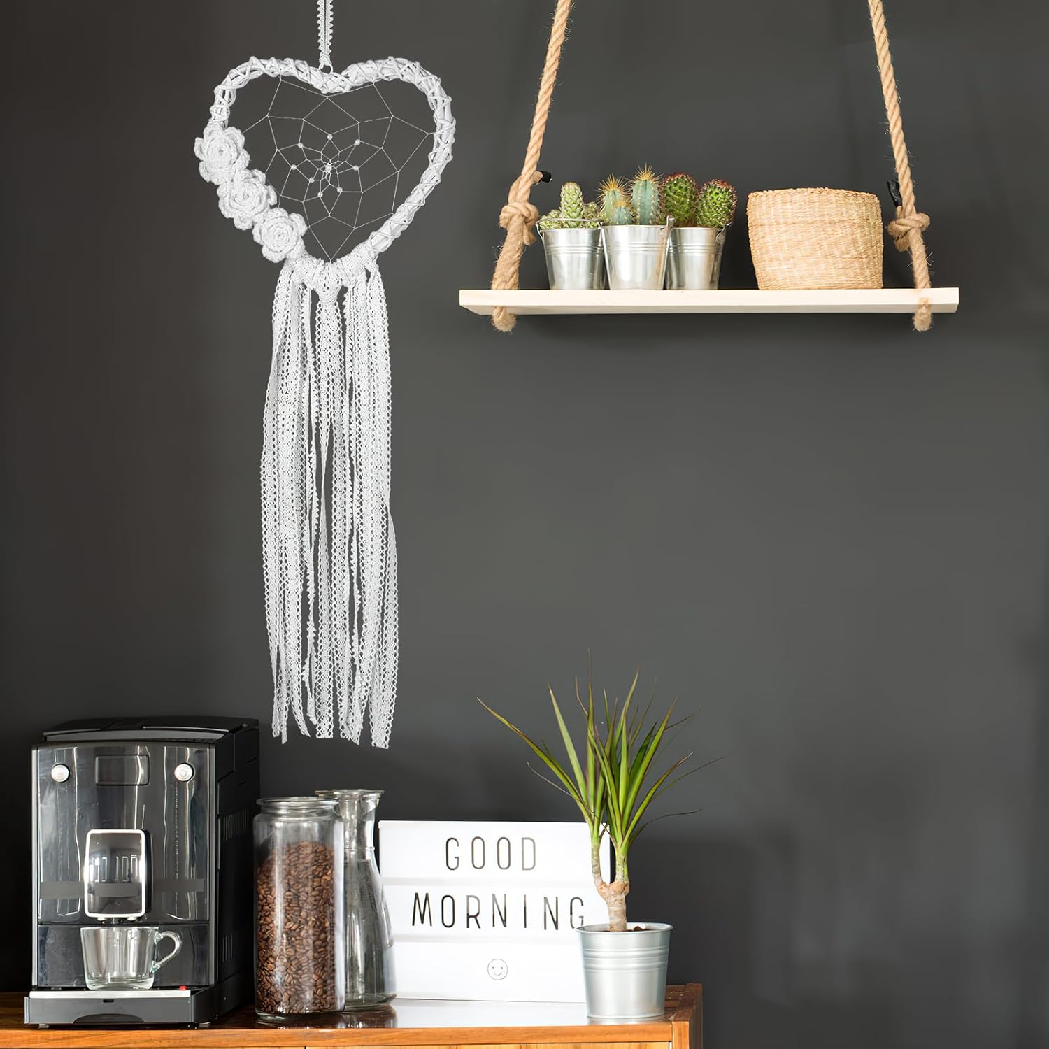 DECHOUS 9Pcs Heart Dream Catcher Rings