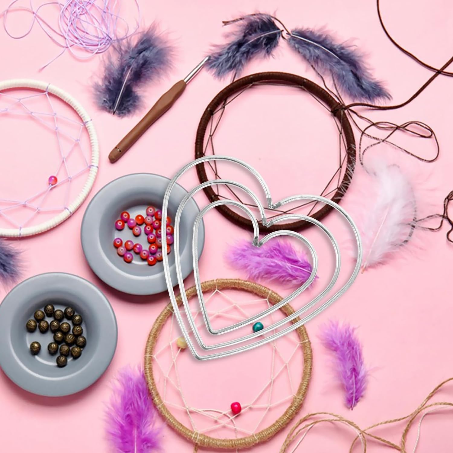 DECHOUS 9Pcs Heart Dream Catcher Rings