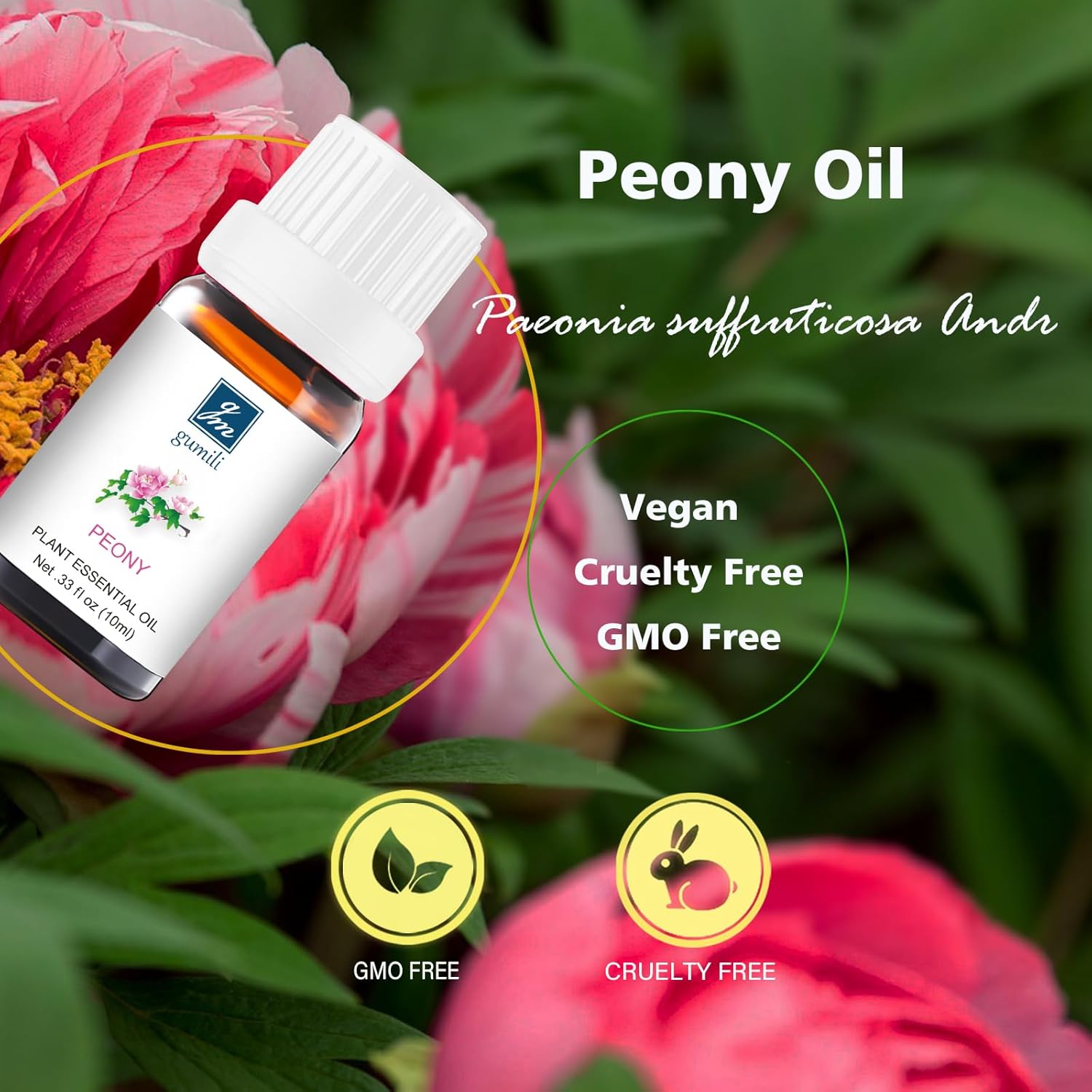 Peony Essential Oil - 10mL Pure Fragrance for Aromatherapy and Crafts