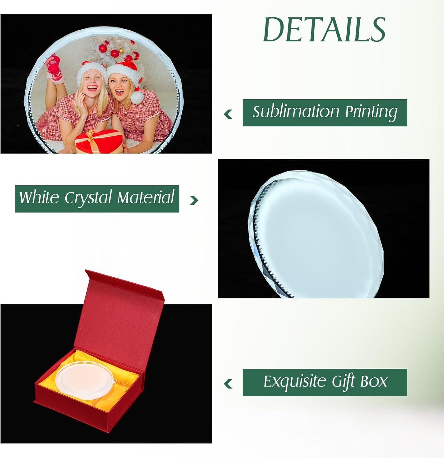 Didaey 2 Pcs Sublimation Crystal Photo Frame DIY Gift Decor