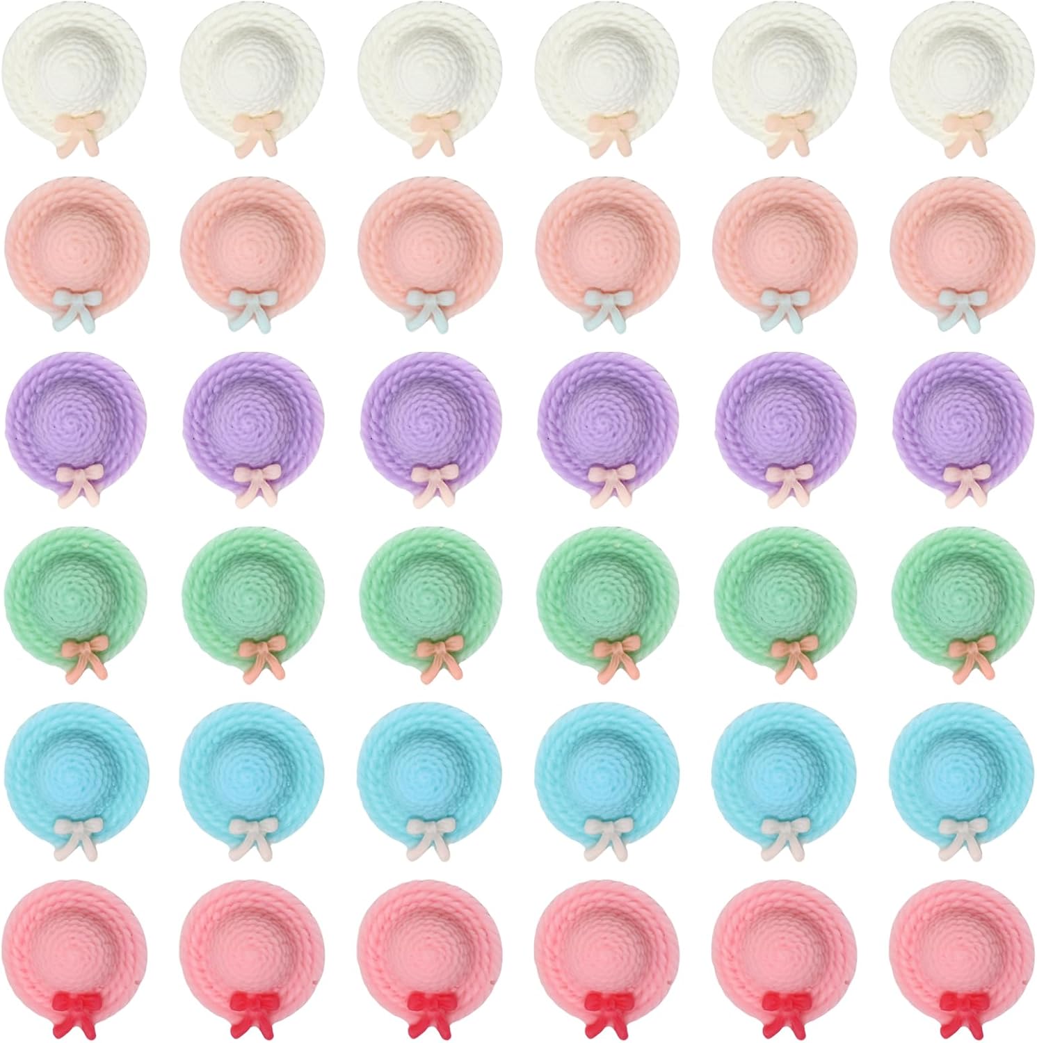 Honbay 36PCS Cartoon Slime Charms Mini Straw Hat Flatback Resin Cabochons