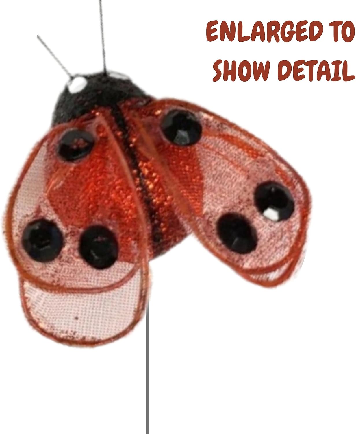 Red and Black Glitter Ladybug Floral Picks - 24 Pack