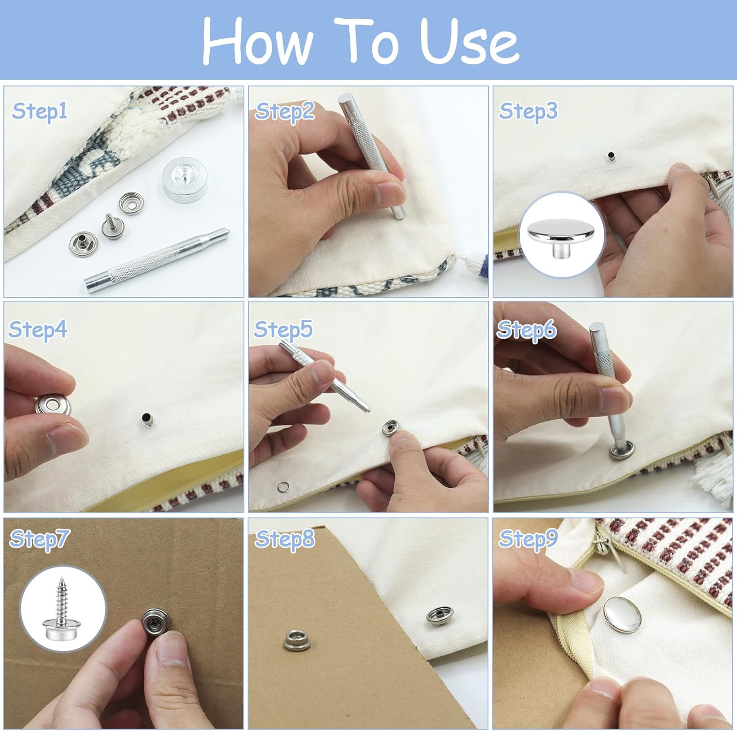 CXIIPOL 150 PCS Canvas Snap Kit with Setting Tools