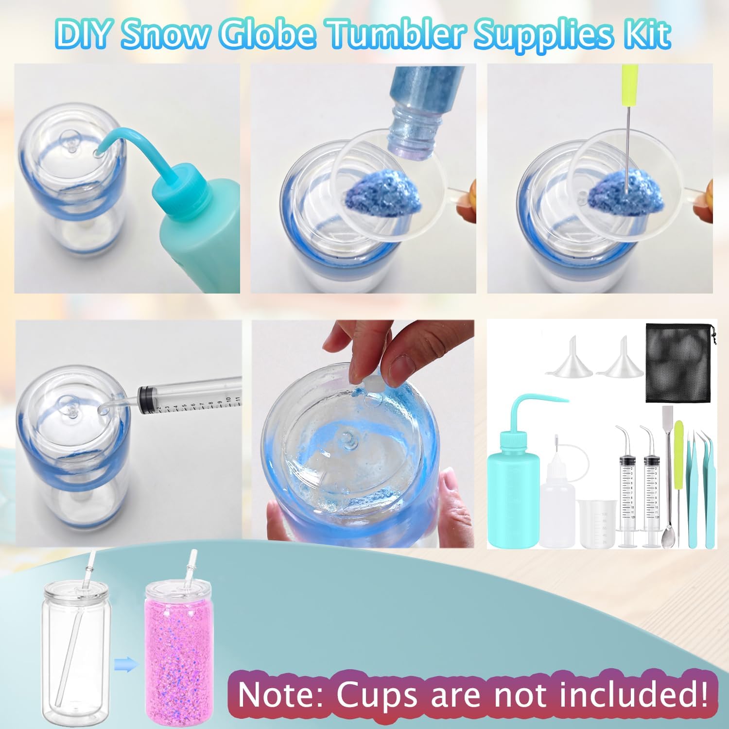 CHENGLAI 12 PCS Snow Globe Tumbler Kit for DIY Crafts