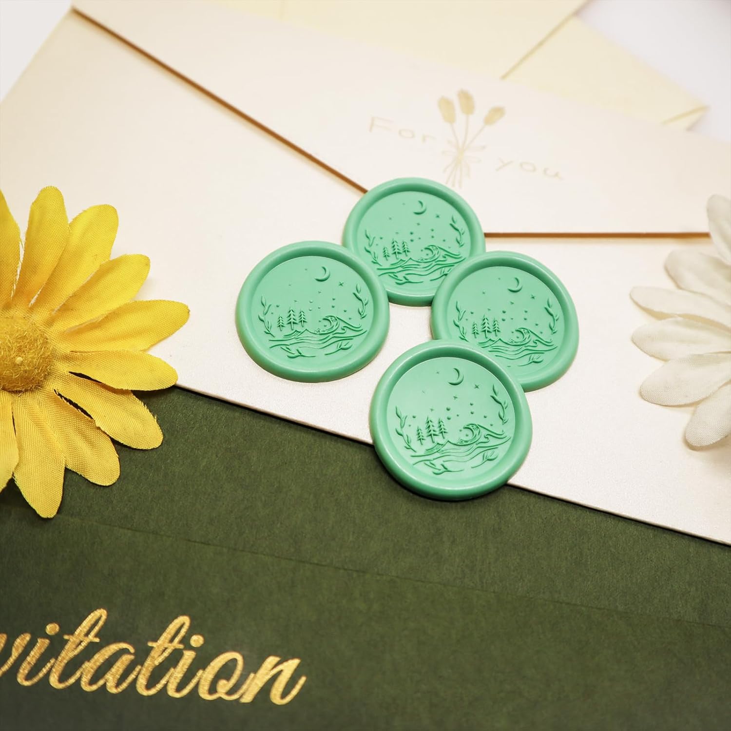 QINGNING Wax Seal Sticker 50Pcs for Envelopes and Invitations