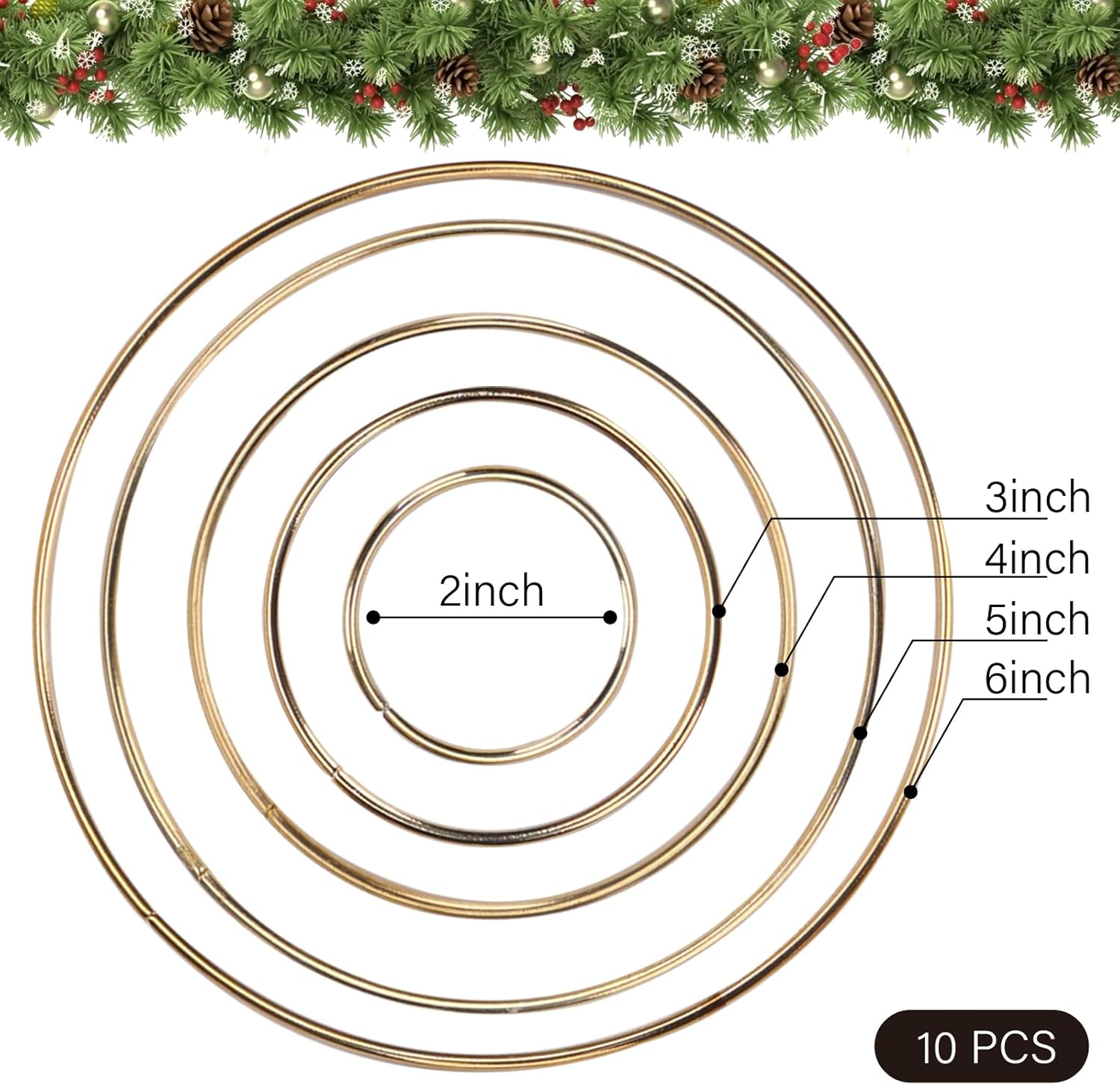 BigOtters Dream Catcher Rings Set of 10 Gold Metal Hoops
