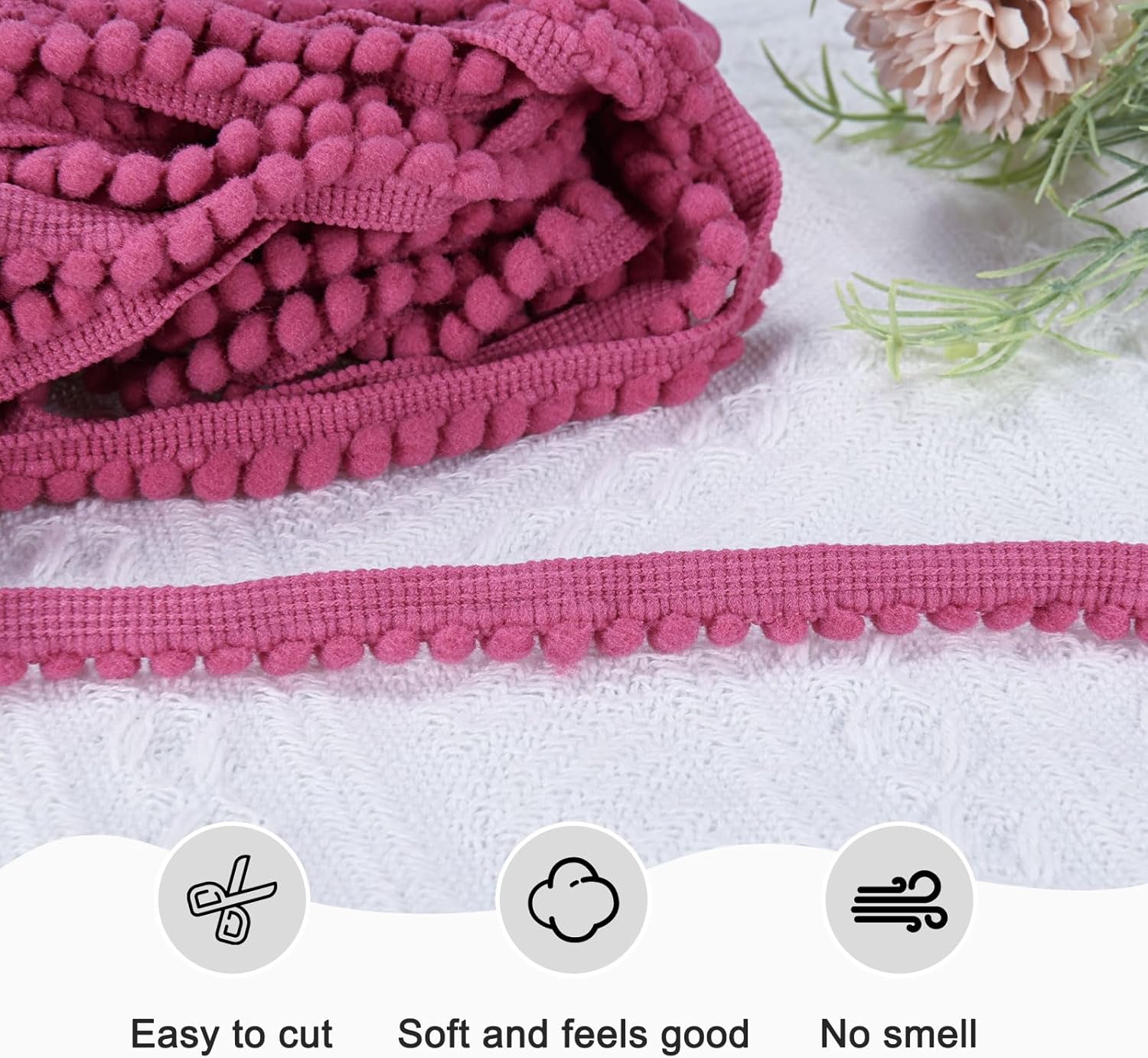 2-Pack Pom Pom Fringe Trim Ribbon for Sewing
