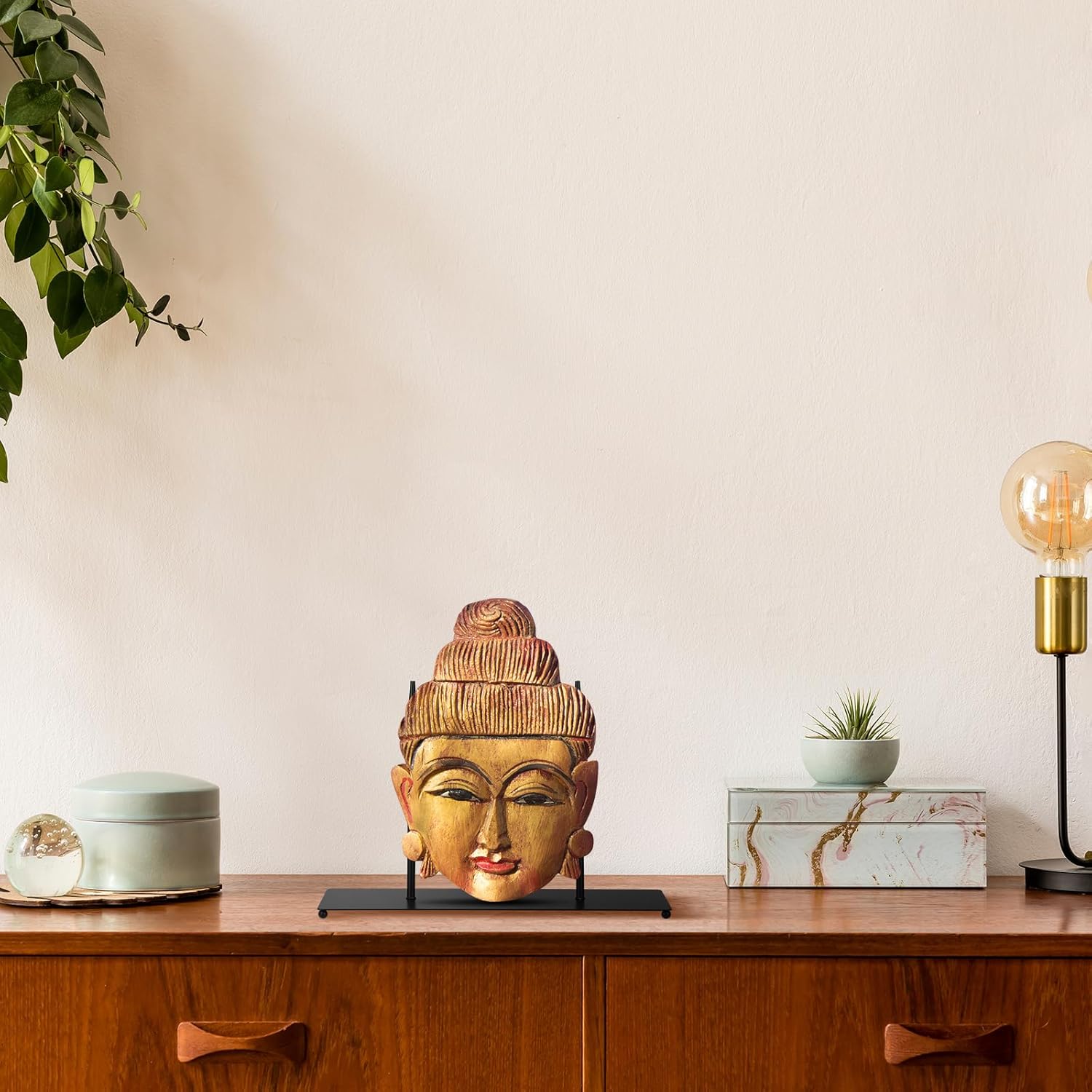 Zonon Metal Base Sculpture Display Stand for Masks and Statues