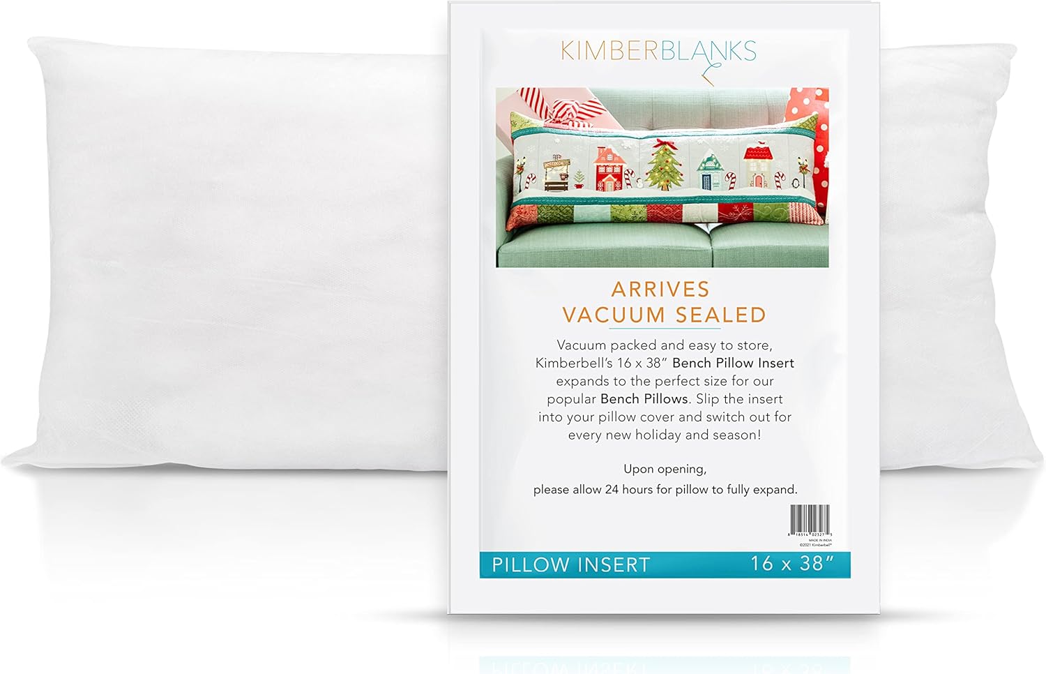 Kimberbell 16 Inch x 38 Inch Plush Bench Pillow Insert