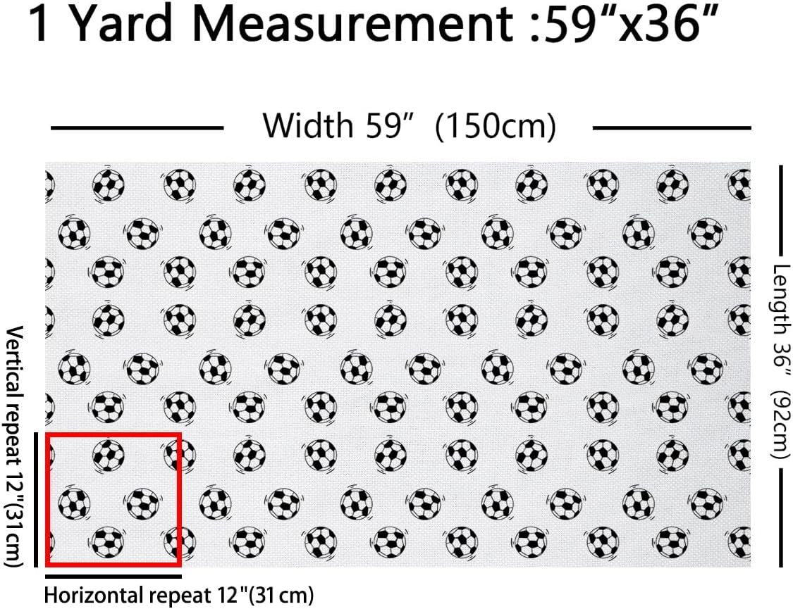 Feelyou Soccer Ball Upholstery Fabric 1 Yard Black White
