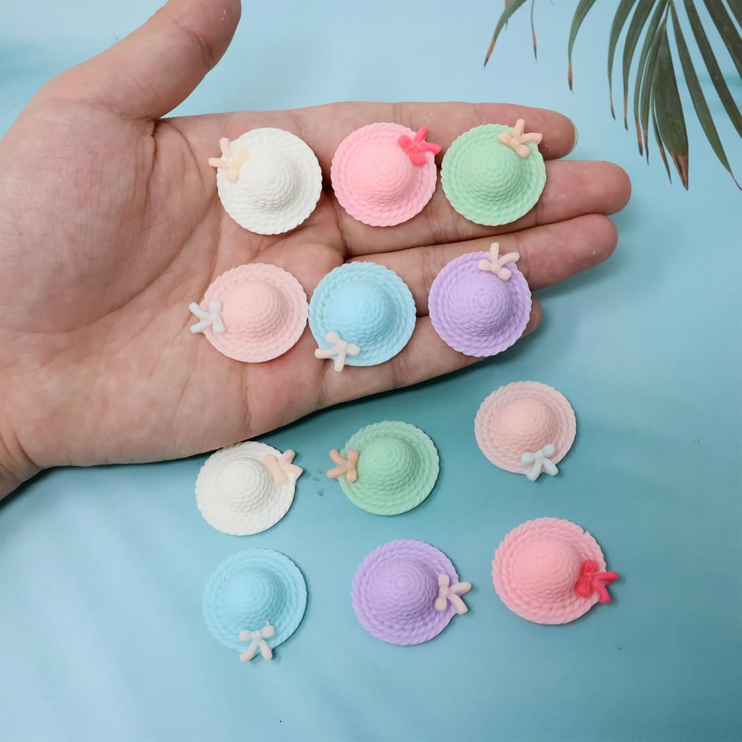 Honbay 36PCS Cartoon Slime Charms Mini Straw Hat Flatback Resin Cabochons