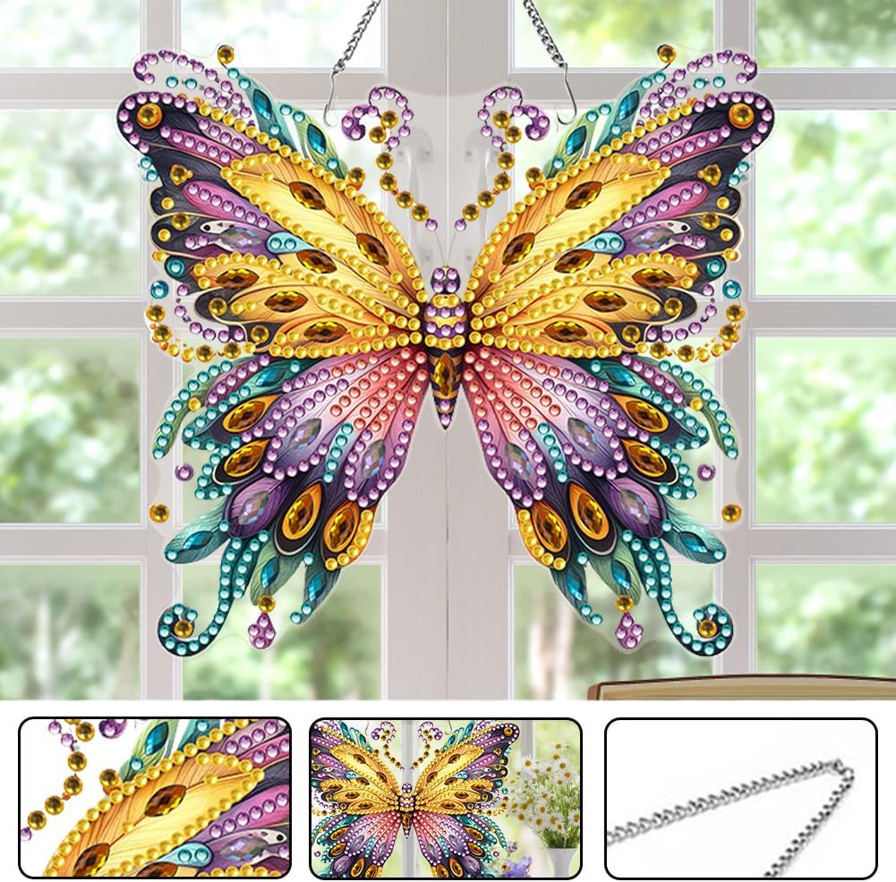Beautiful Butterfly Owl Diamond Art Kit 5D Hanging Ornament