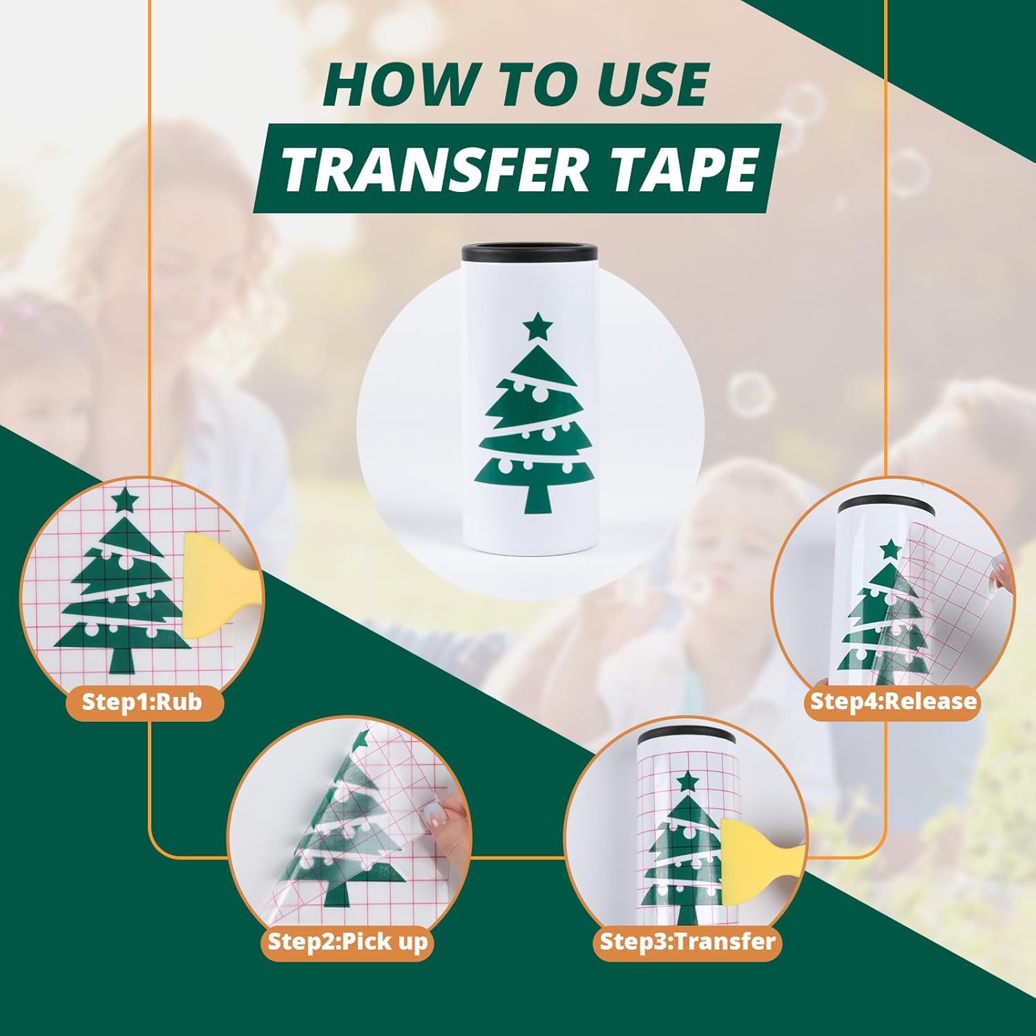 HTVRONT Transfer Tape for Vinyl - 12 x 16ft with Red Alignment Grid