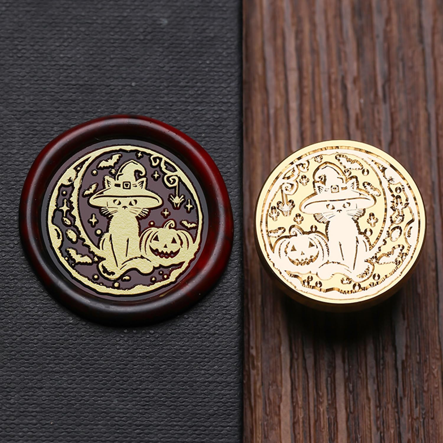 WASOHLING Halloween Wax Seal Stamp Witch Cat 25mm