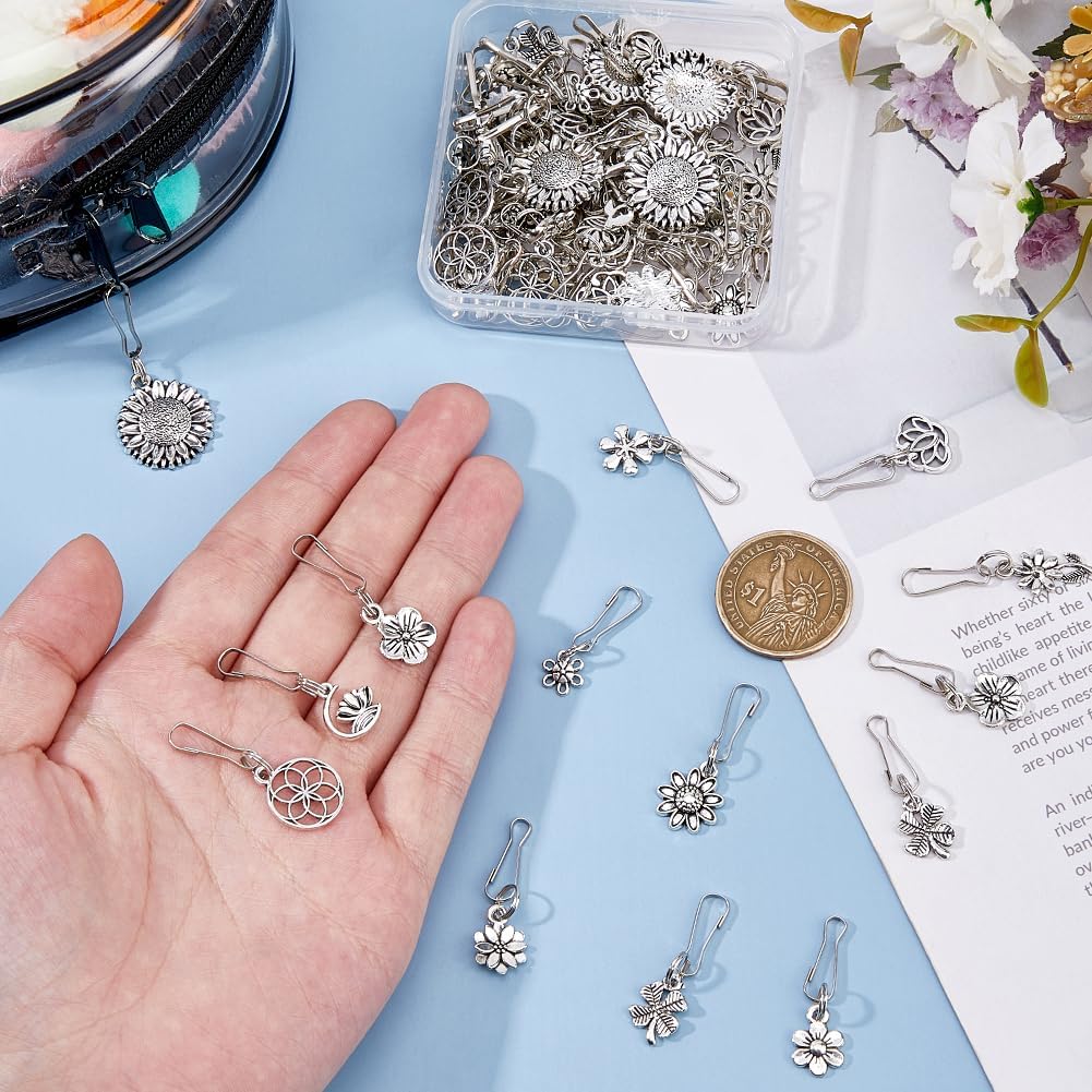 DICOSMETIC 72Pcs 12 Styles Zipper Pull Charms