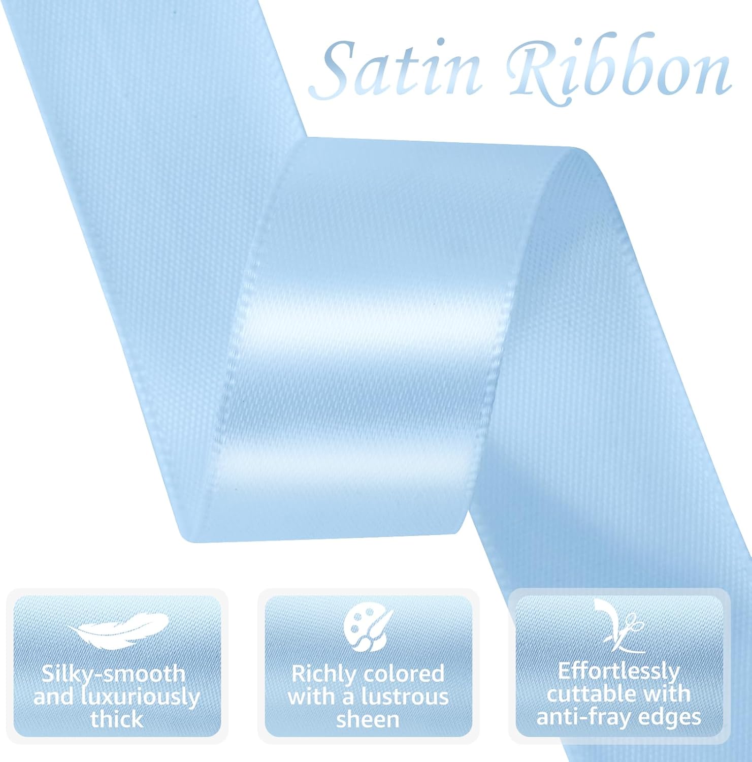 Light Blue Satin Ribbon 1 Inch 50 Yards for Crafts and Gifts