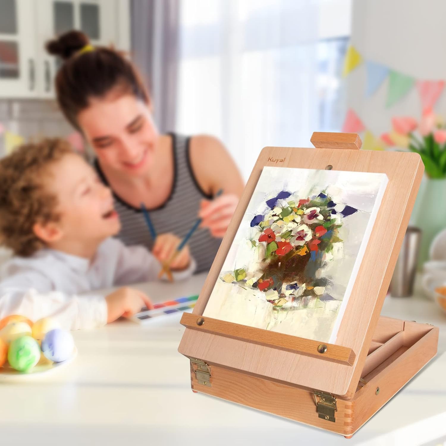 Kuyal Table Top Painting Easel with Storage Box