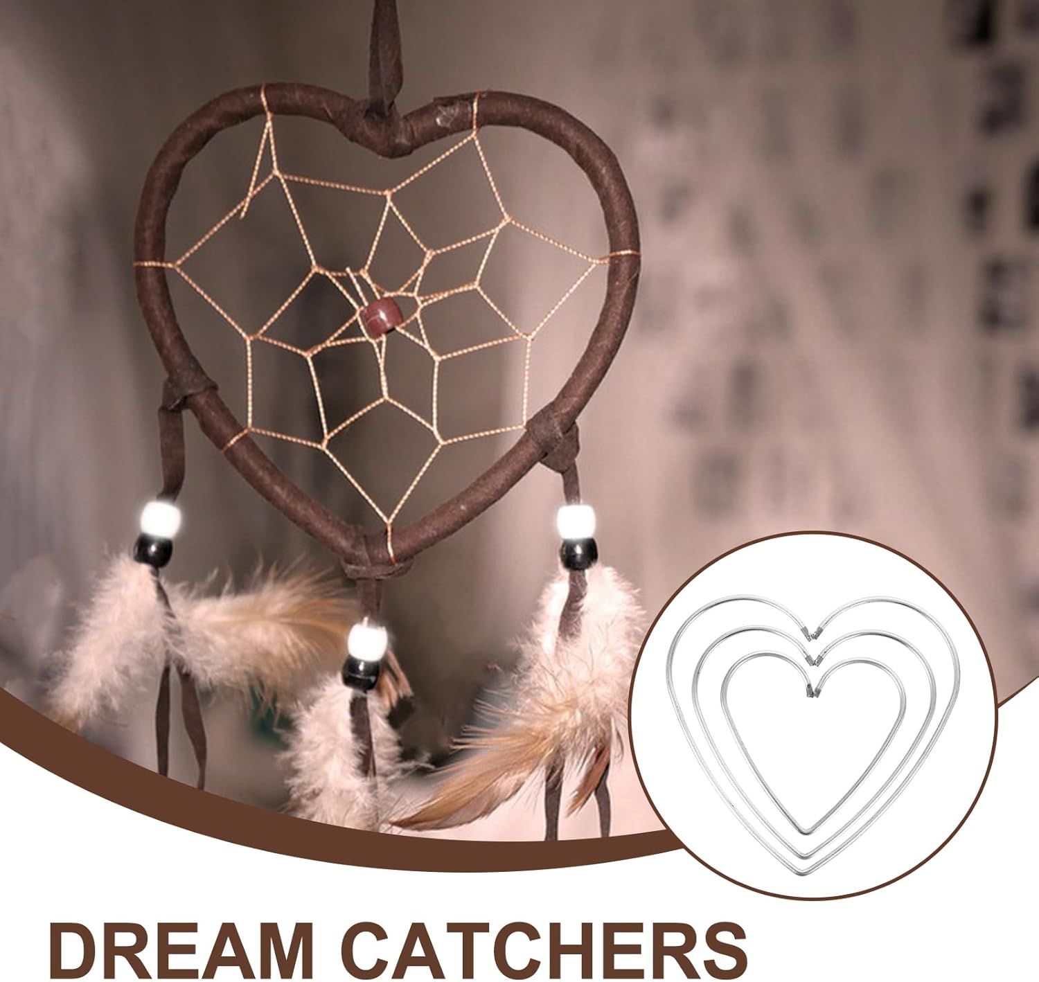 DECHOUS 9Pcs Heart Dream Catcher Rings