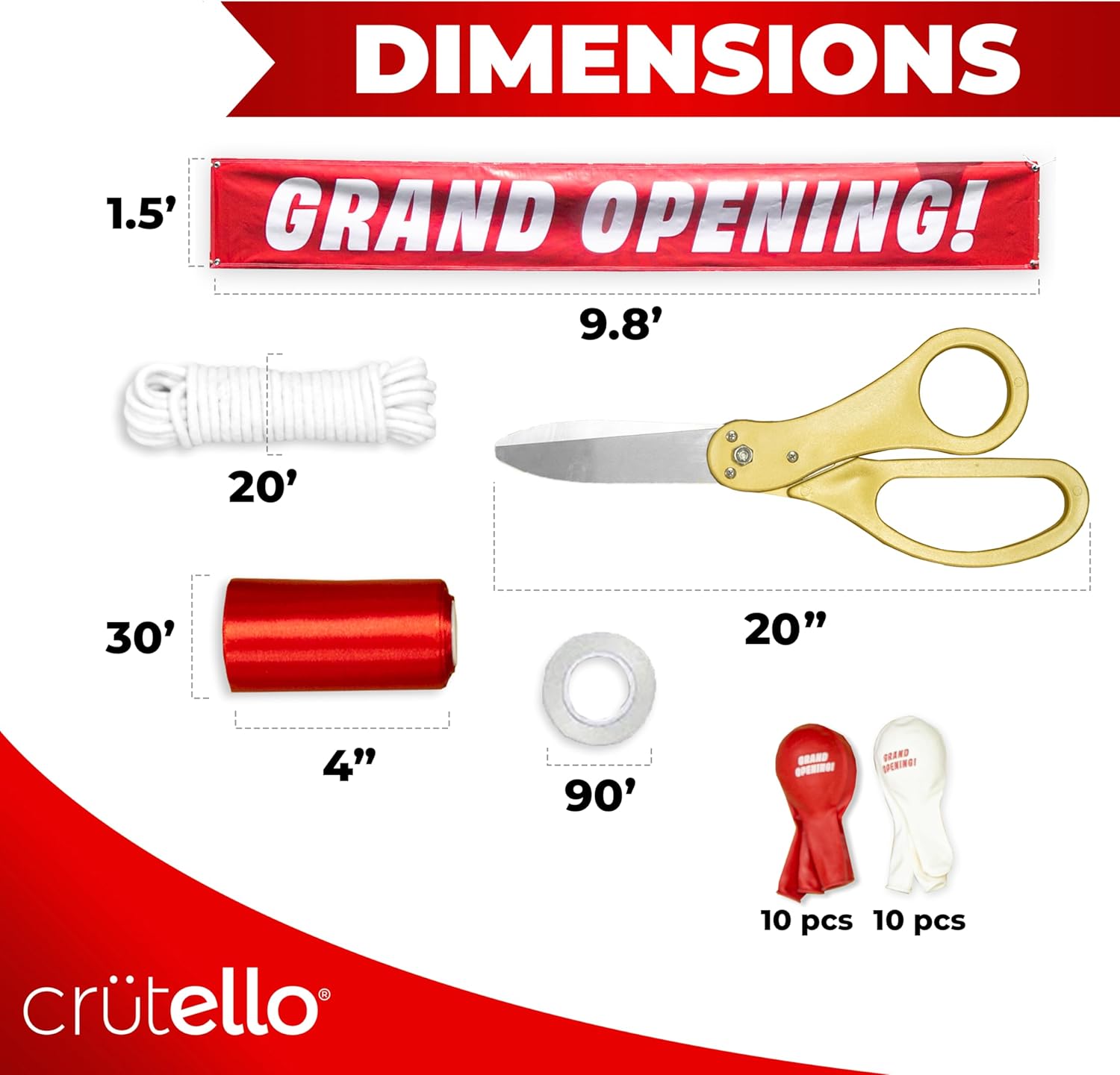 Crutello Deluxe Giant Ribbon Cutting Ceremony Kit