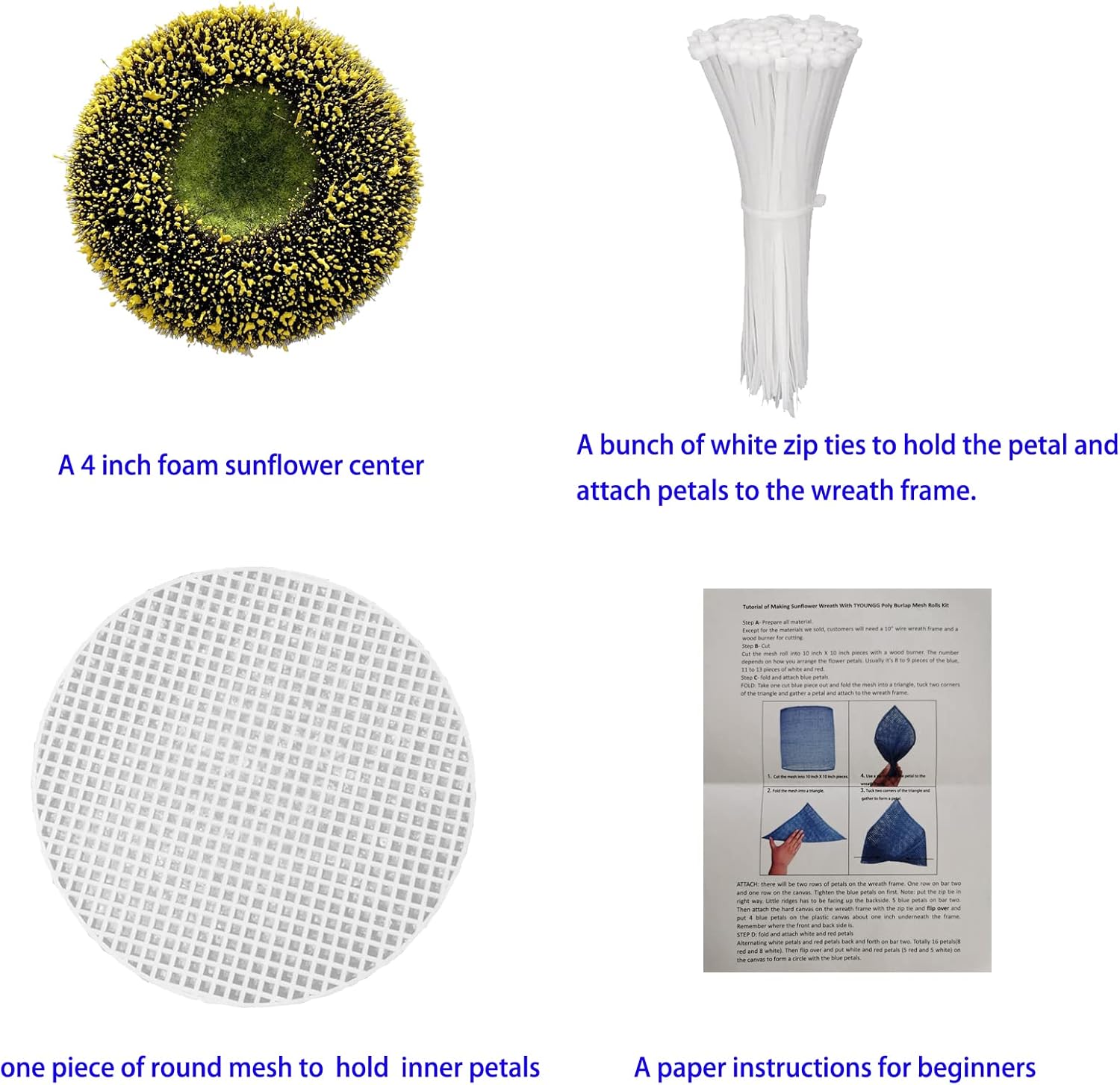 Tyoungg 3 Rolls Poly Burlap Mesh Kit for Sunflower Wreath DIY