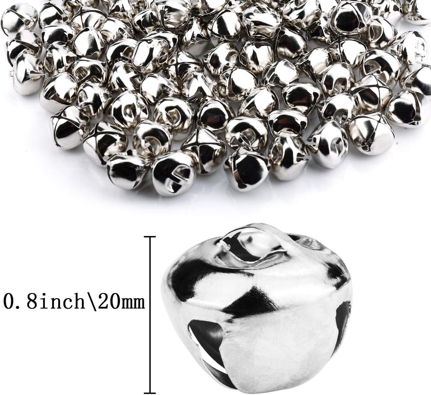 Augshy 50 pcs Jingle Bells 4-5 Inch Silver